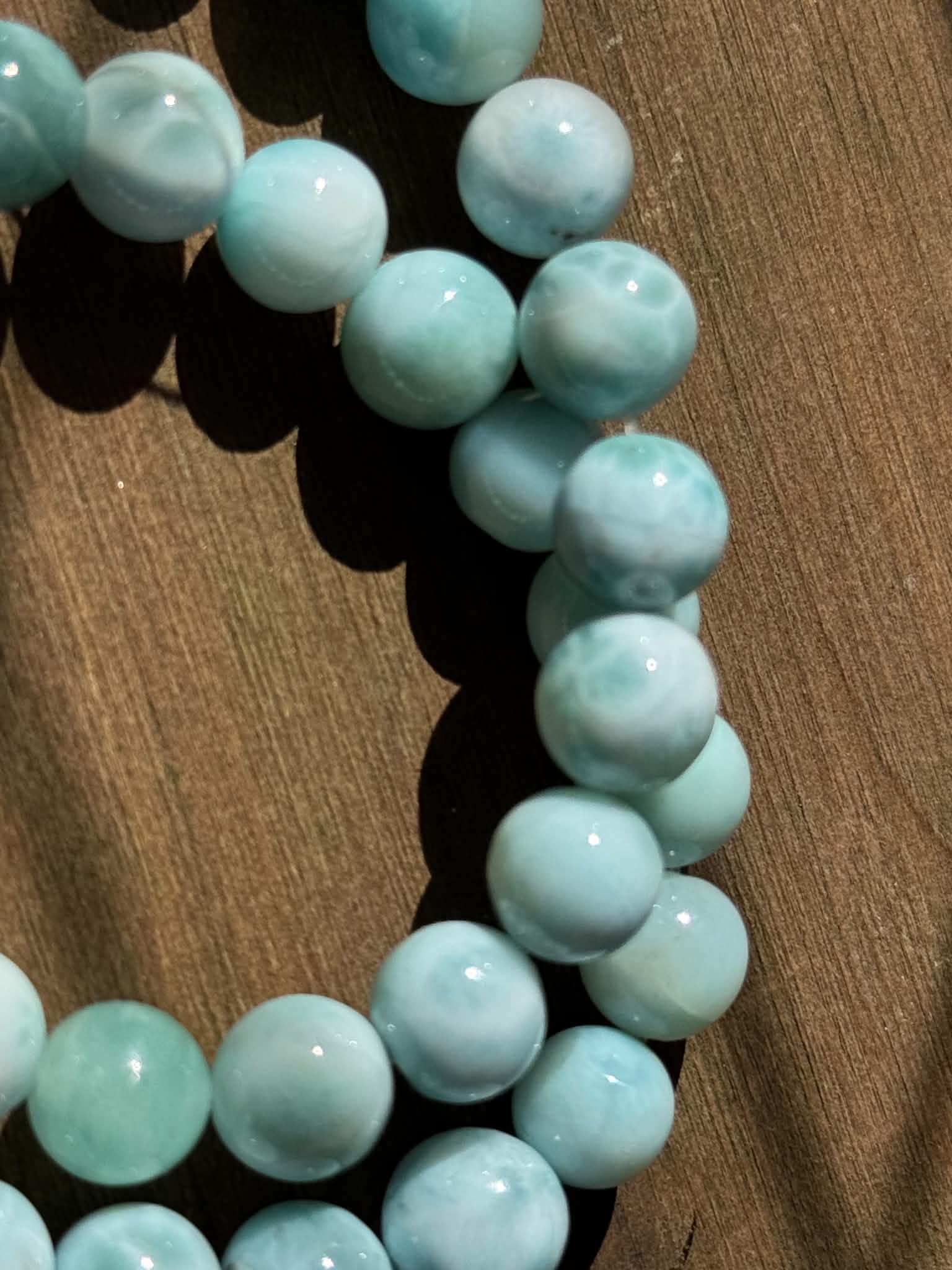Set de 2 brins de Larimar 8 mm, vendus ensemble
