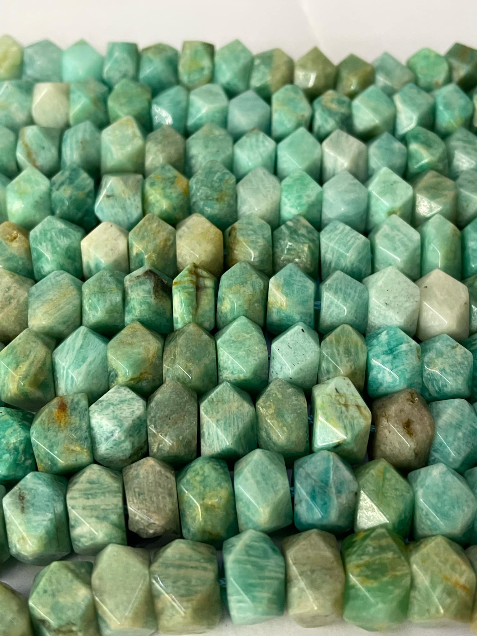 Amazonite taille diamant 12 mm plat