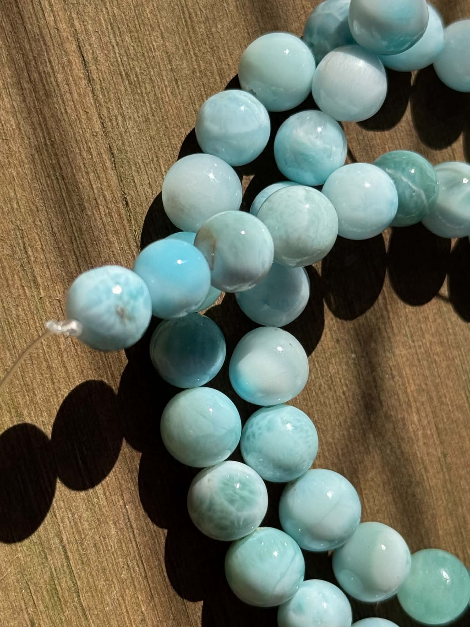 Set de 2 brins de Larimar 8 mm, vendus ensemble