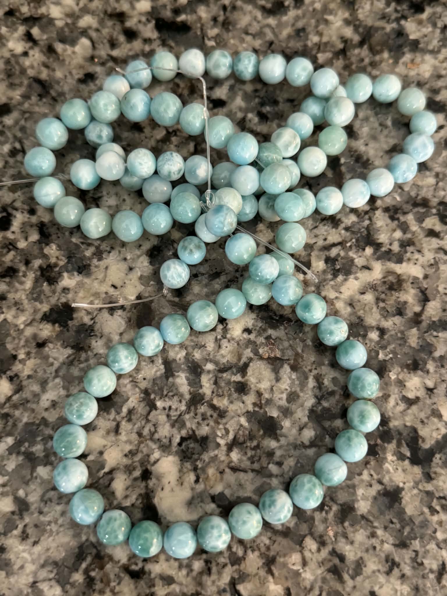 Set de 2 brins de Larimar 8 mm, vendus ensemble