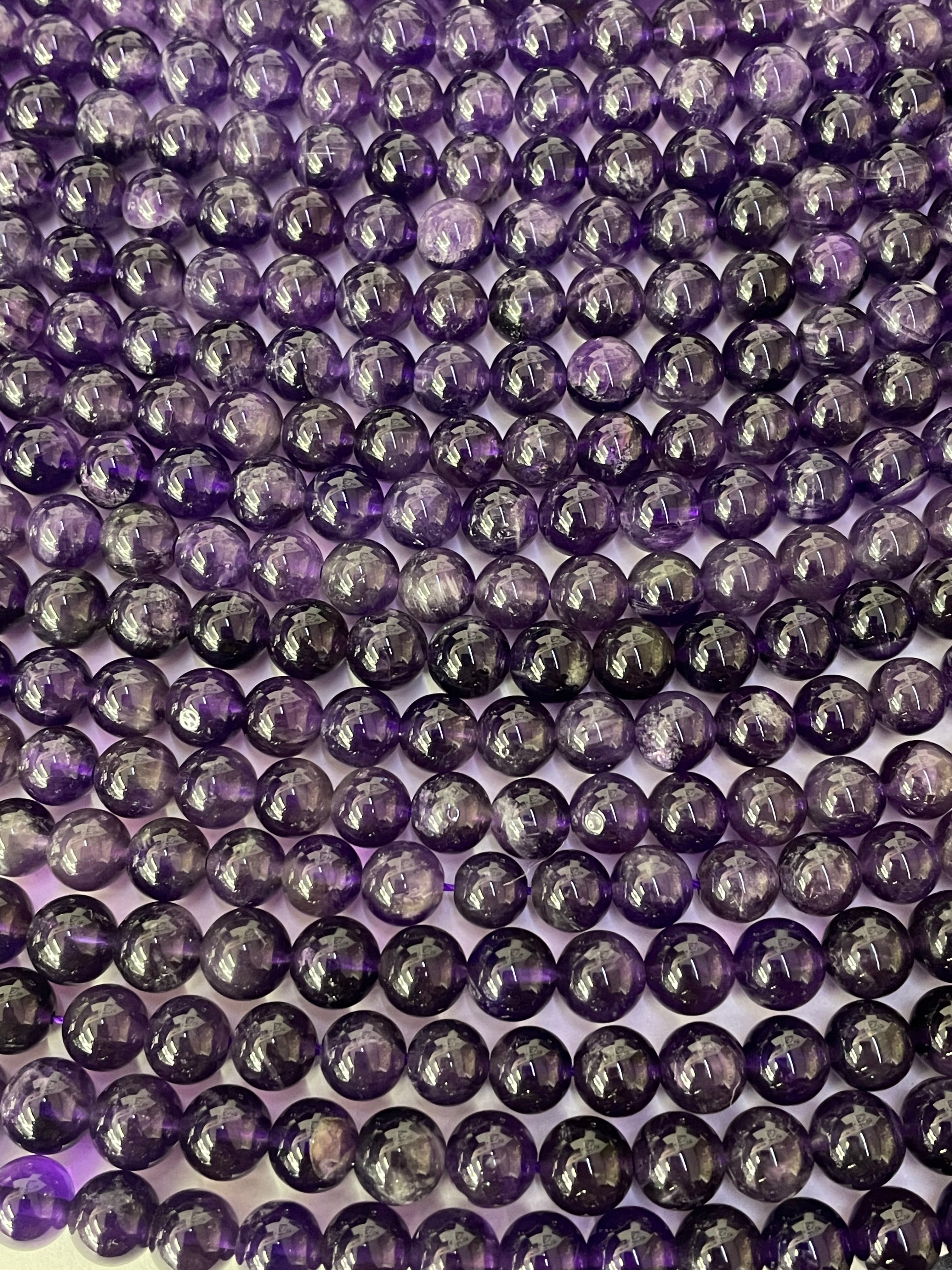 Amethyst 7,5 - 8mm Kugelstrang Brasilien Dunkel