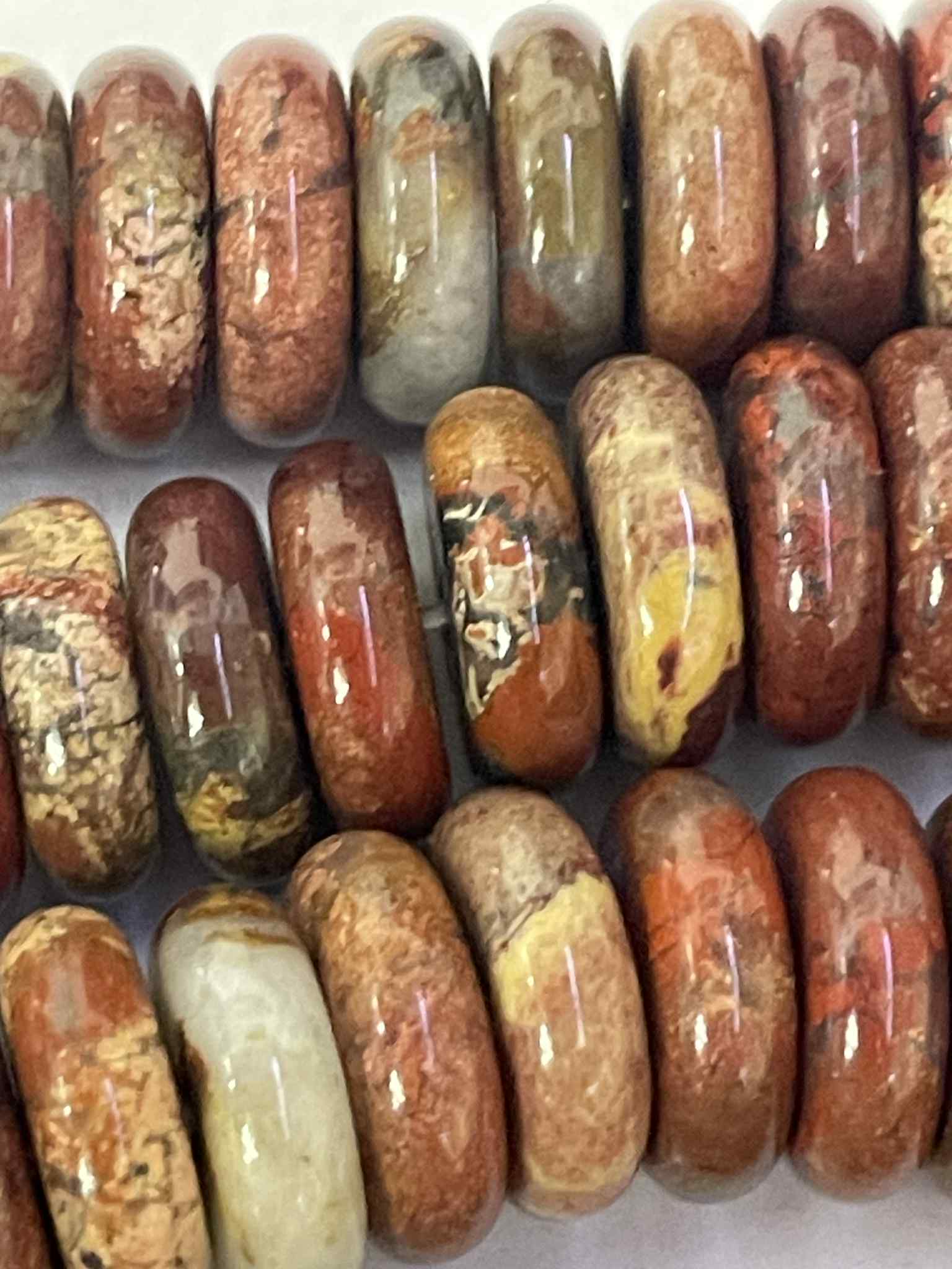 Brekzien Jaspis Rondellen ca 12mm Testschliff