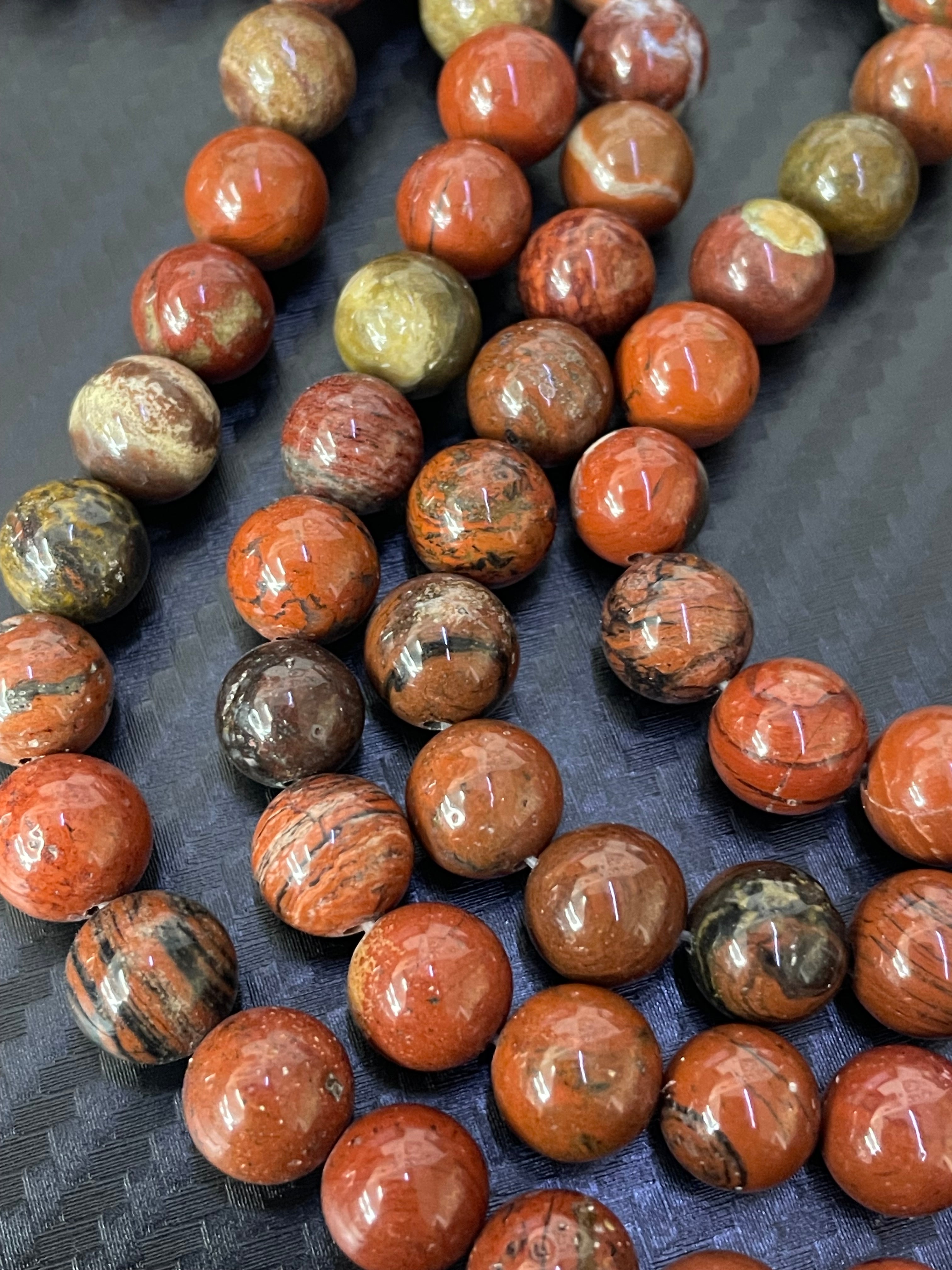 Fil de perles de jaspe brèche de 8 mm
