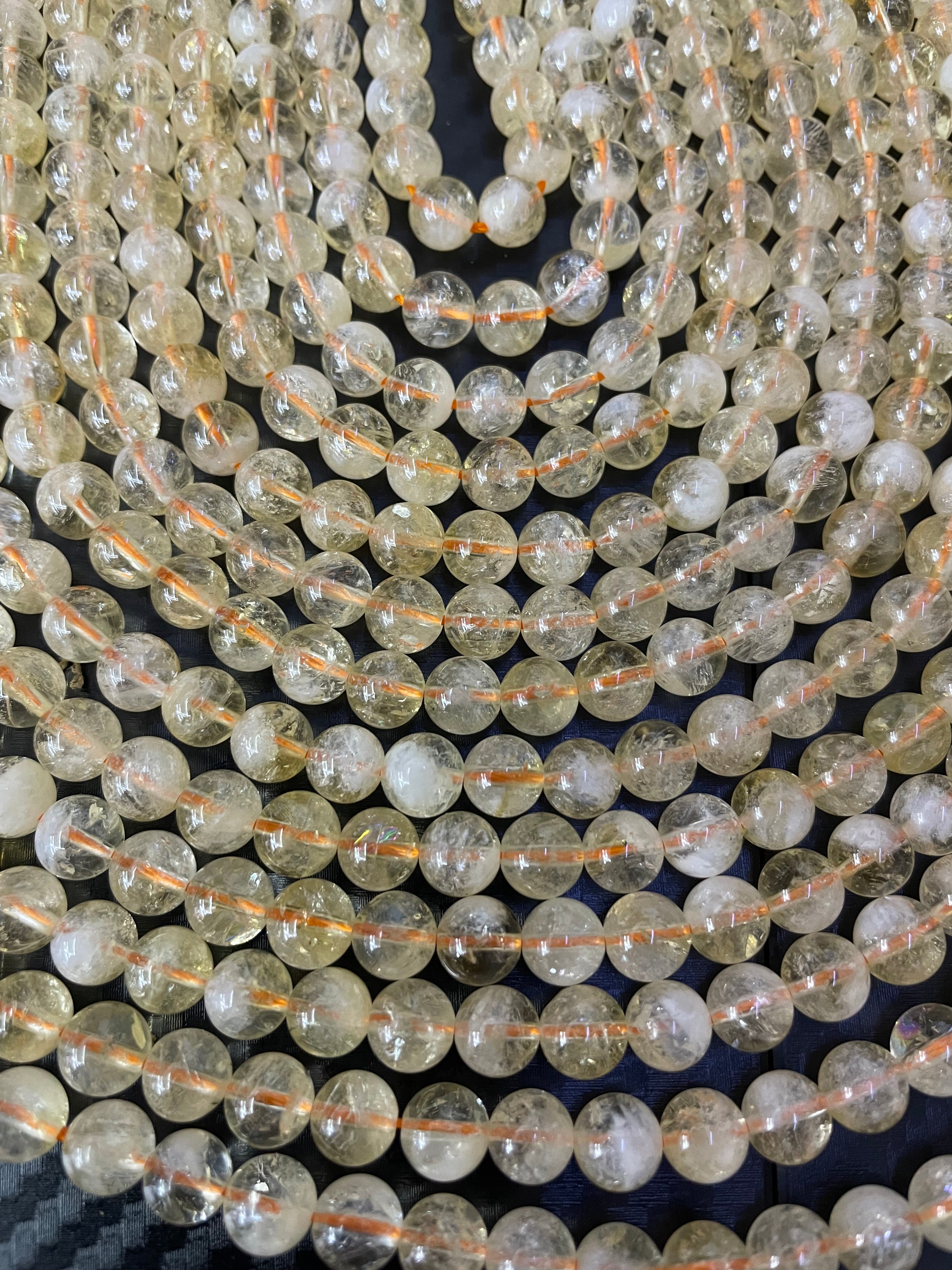 Citrine environ 6,5 mm brin de perles chauffées