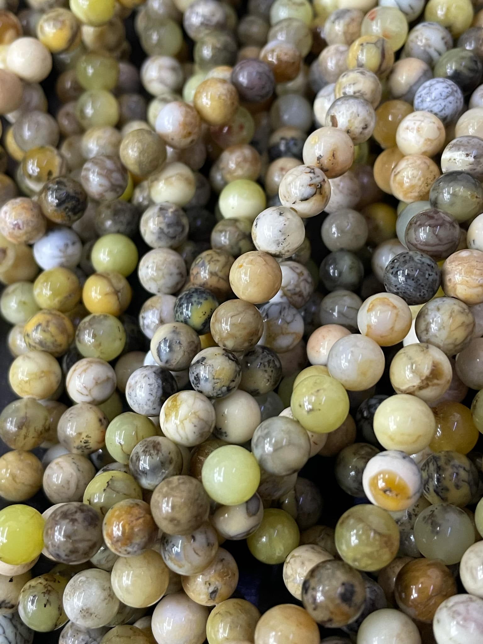Boules Moss Opal jaune 8 mm