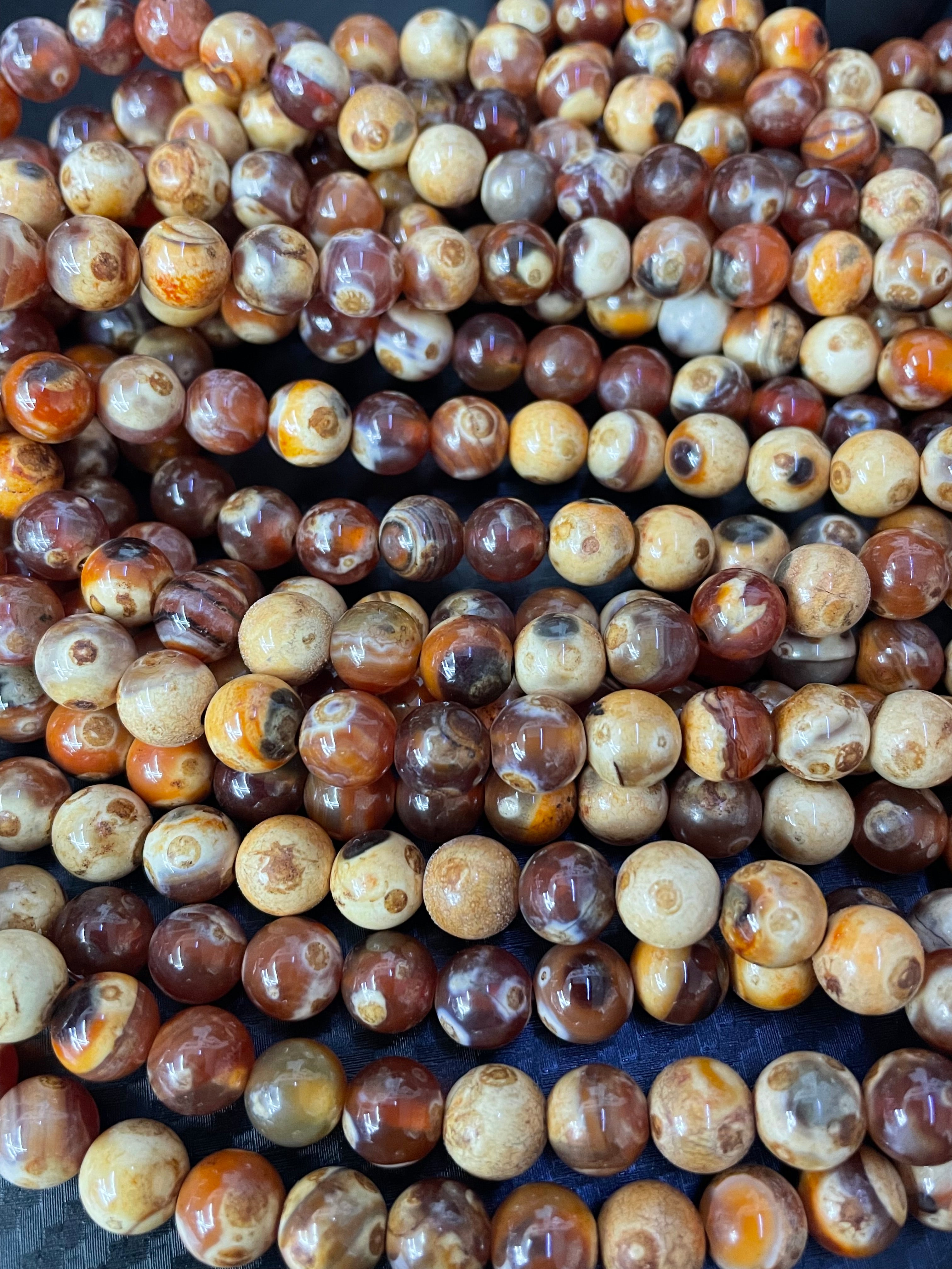 Fil de perles de cornaline dragon de 6 mm
