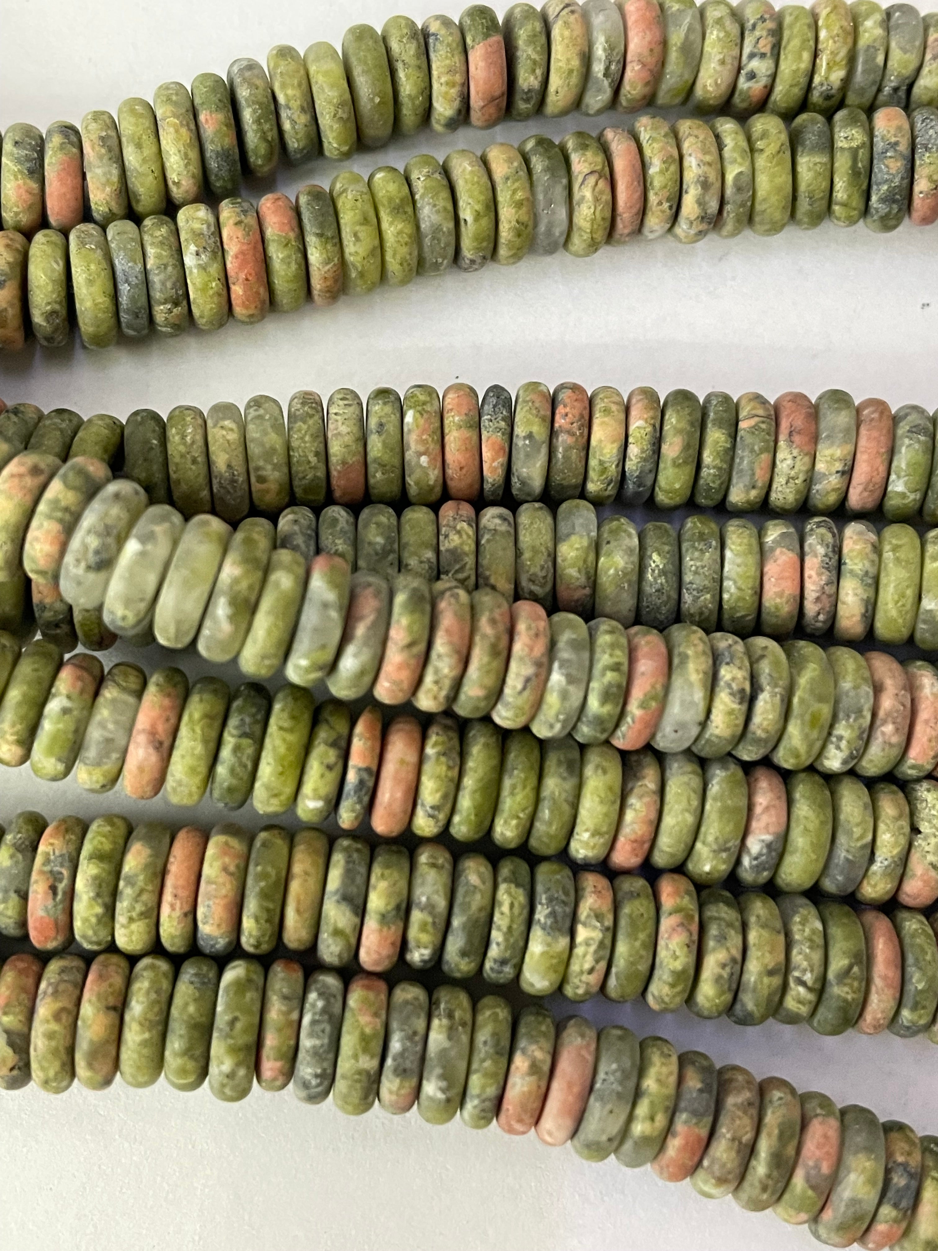 Épidote - Unakite rondelles 6 mm mat