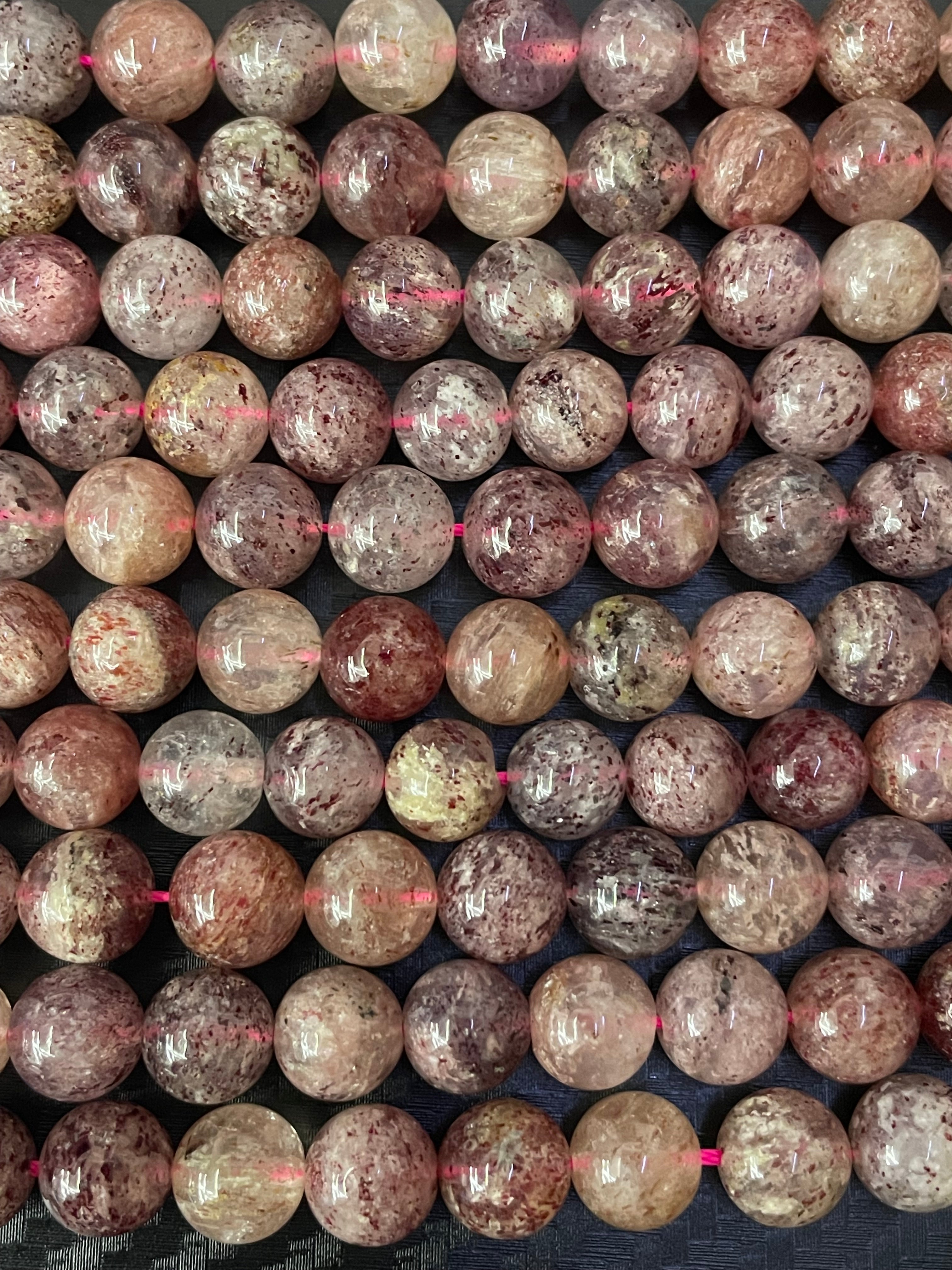 Fil de perles de quartz fraise de 8 mm