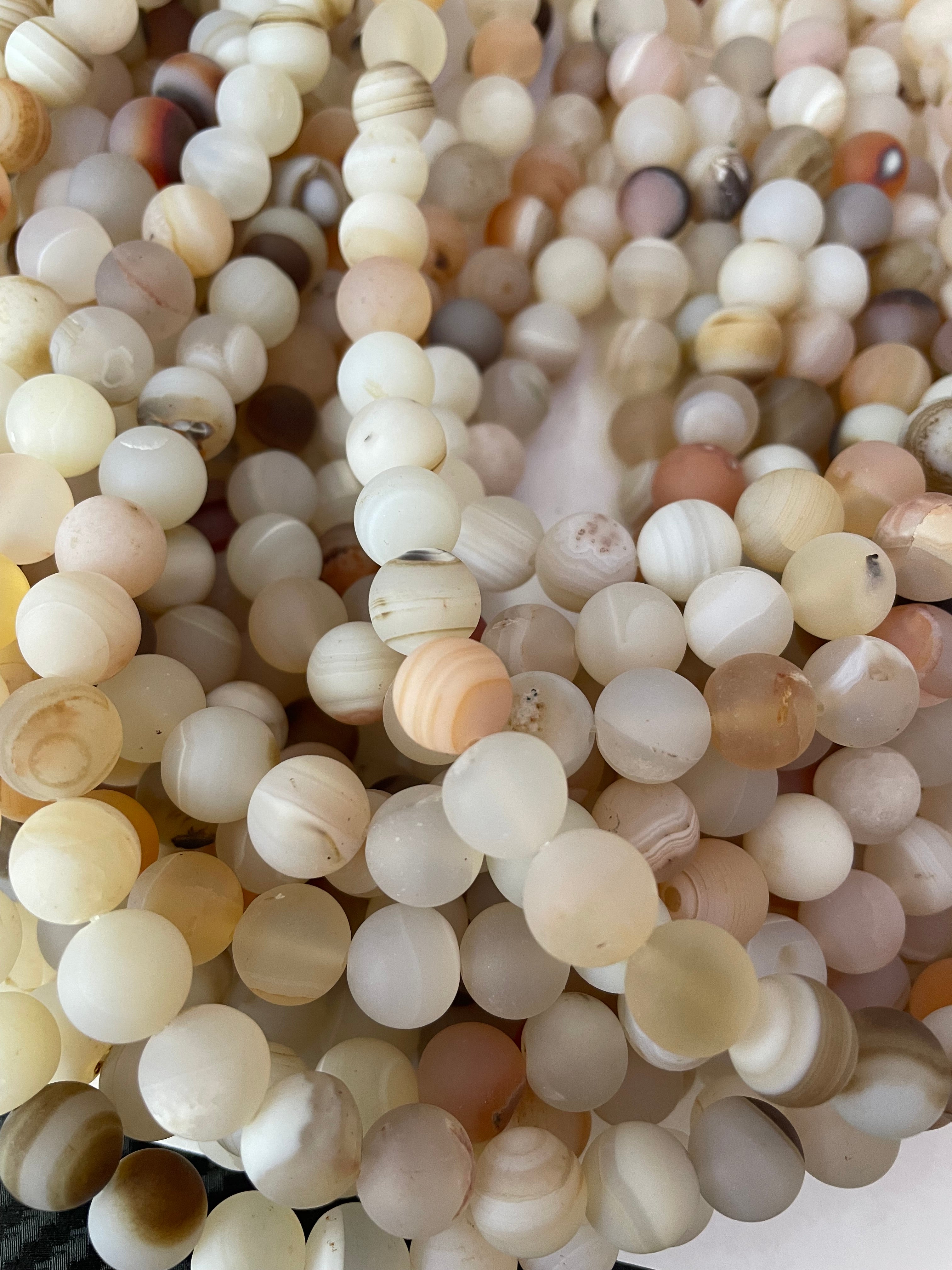 Agate de la paix 10 mm Abricot mat