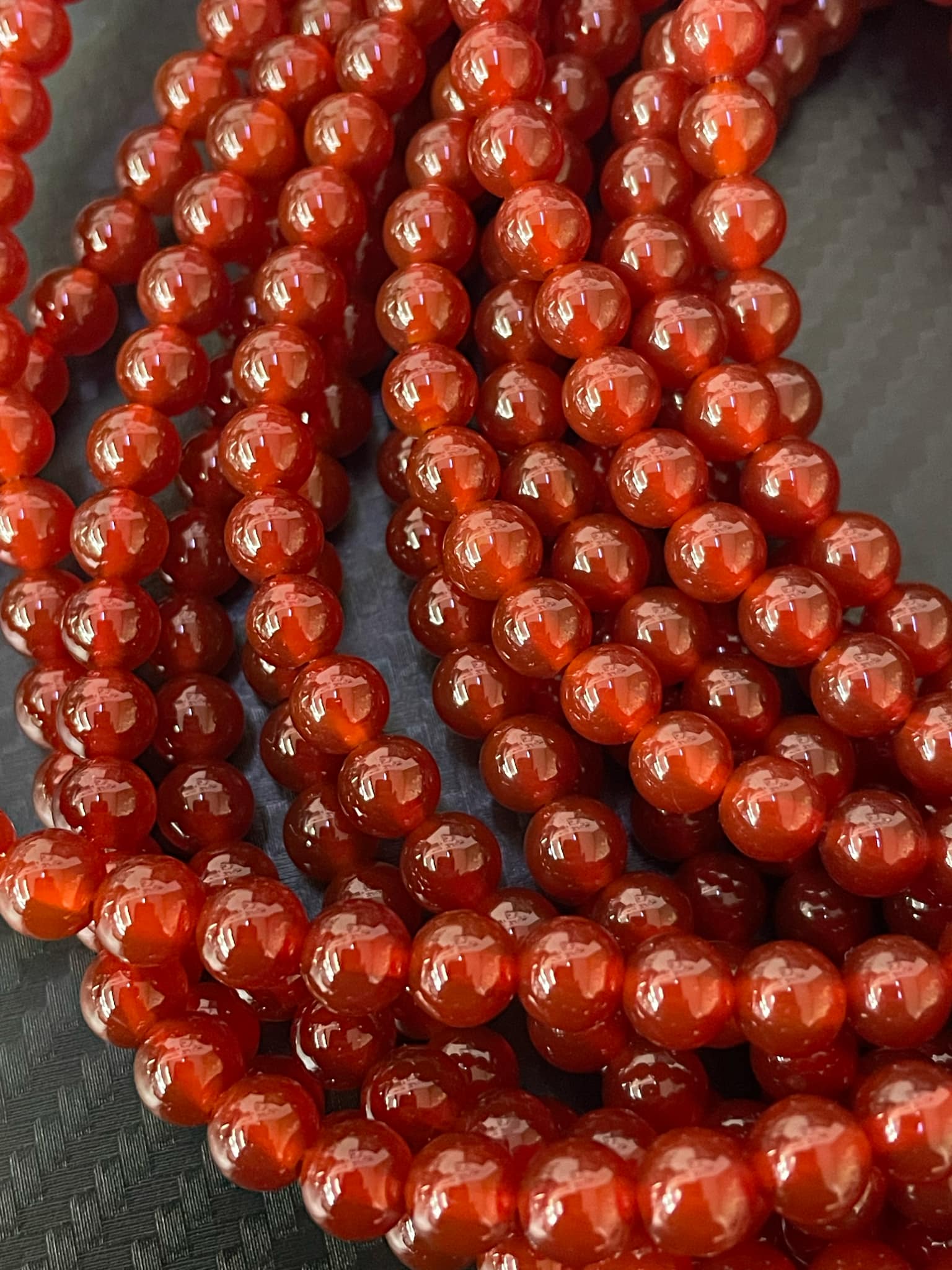 Fil de perles de cornaline de 6 mm