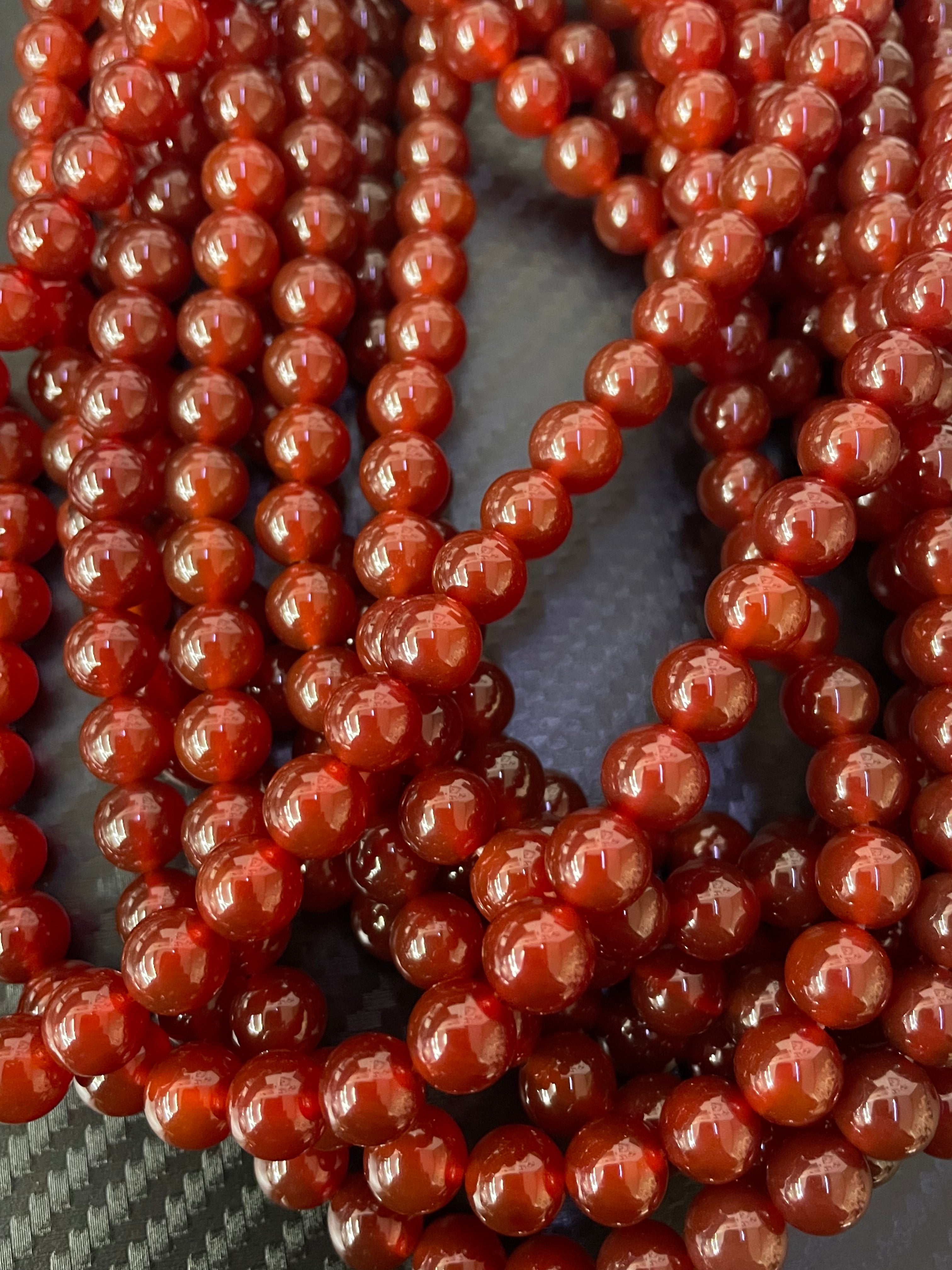 Fil de perles de cornaline 8 mm foncé