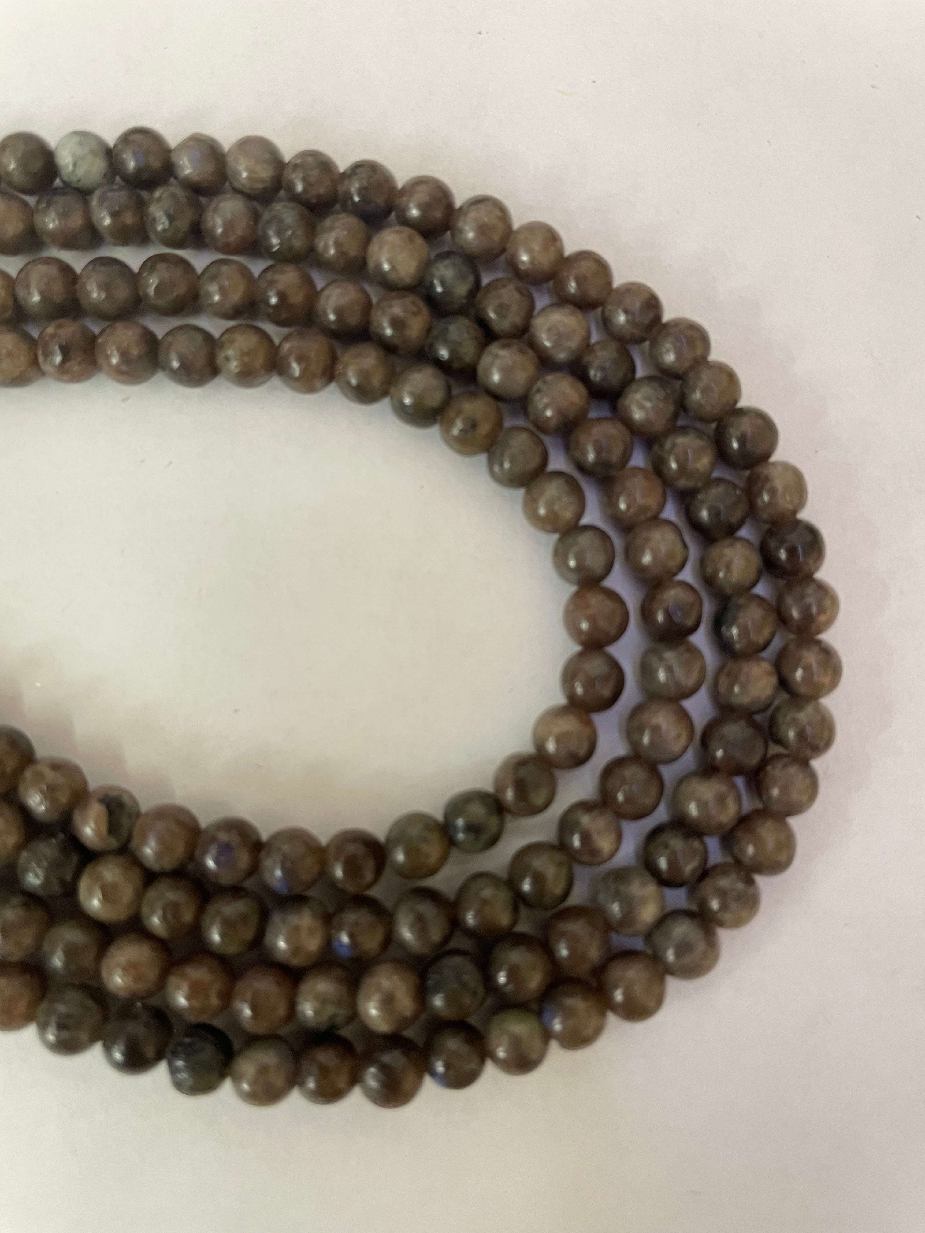 Fil de perles de labradorite marron de 6 mm