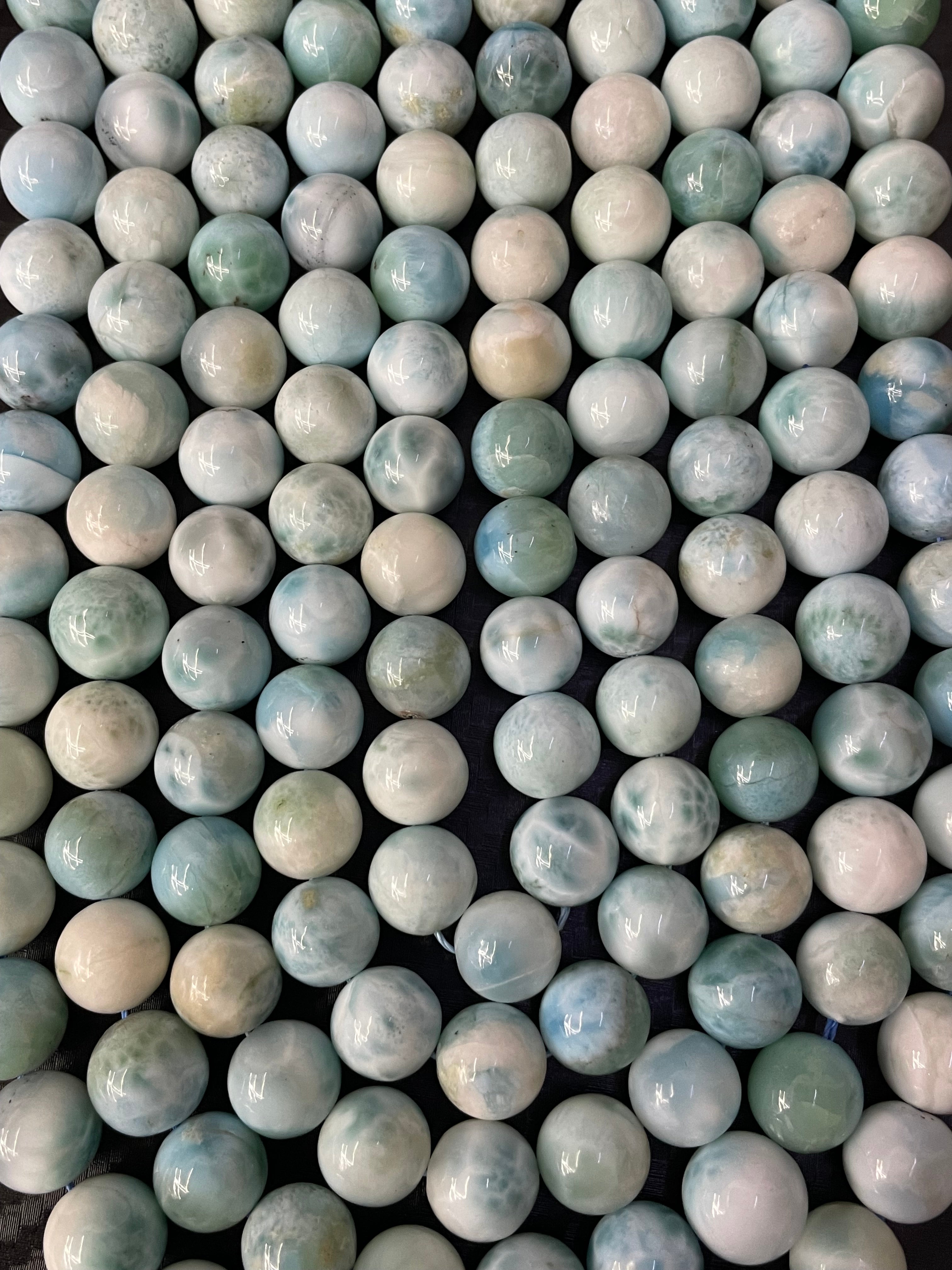 Larimar environ 10 mm de fil de perles