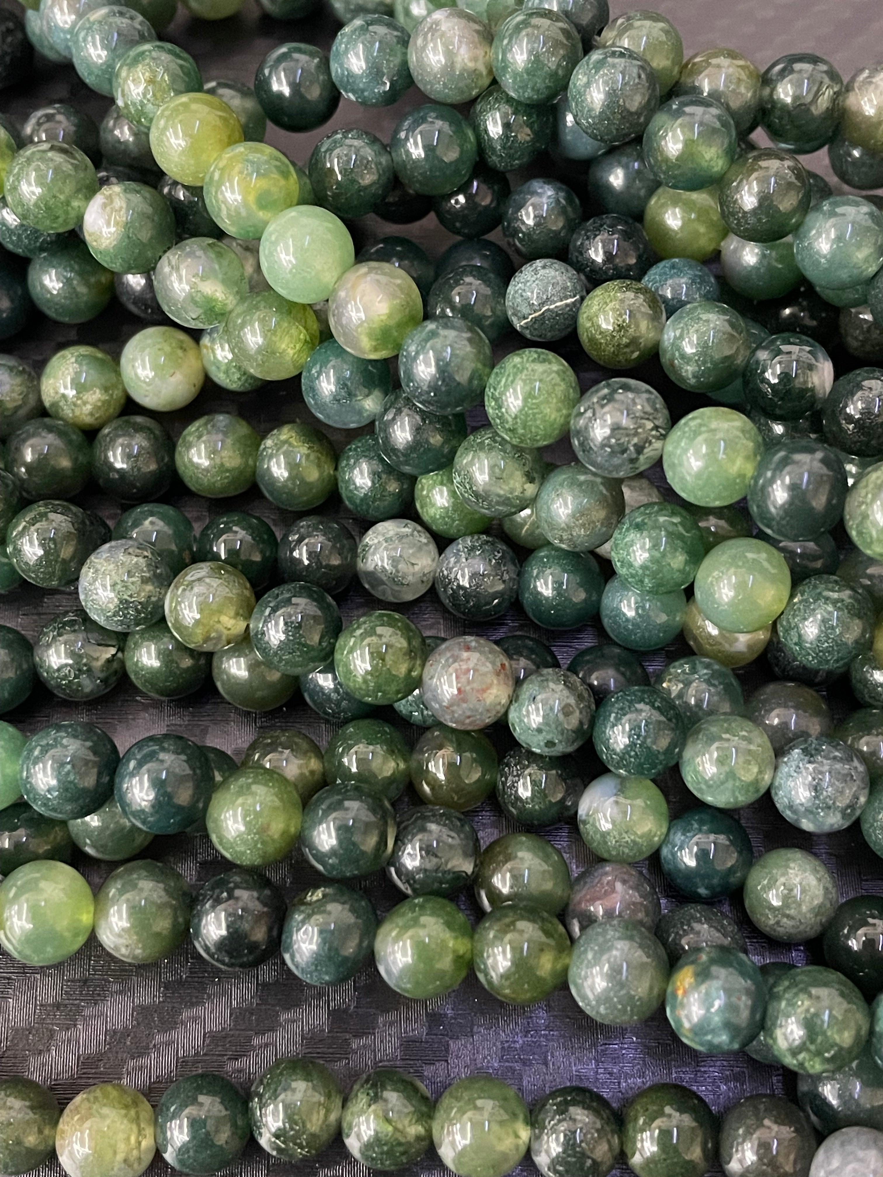 Fil de perles d'agate mousse de 12 mm