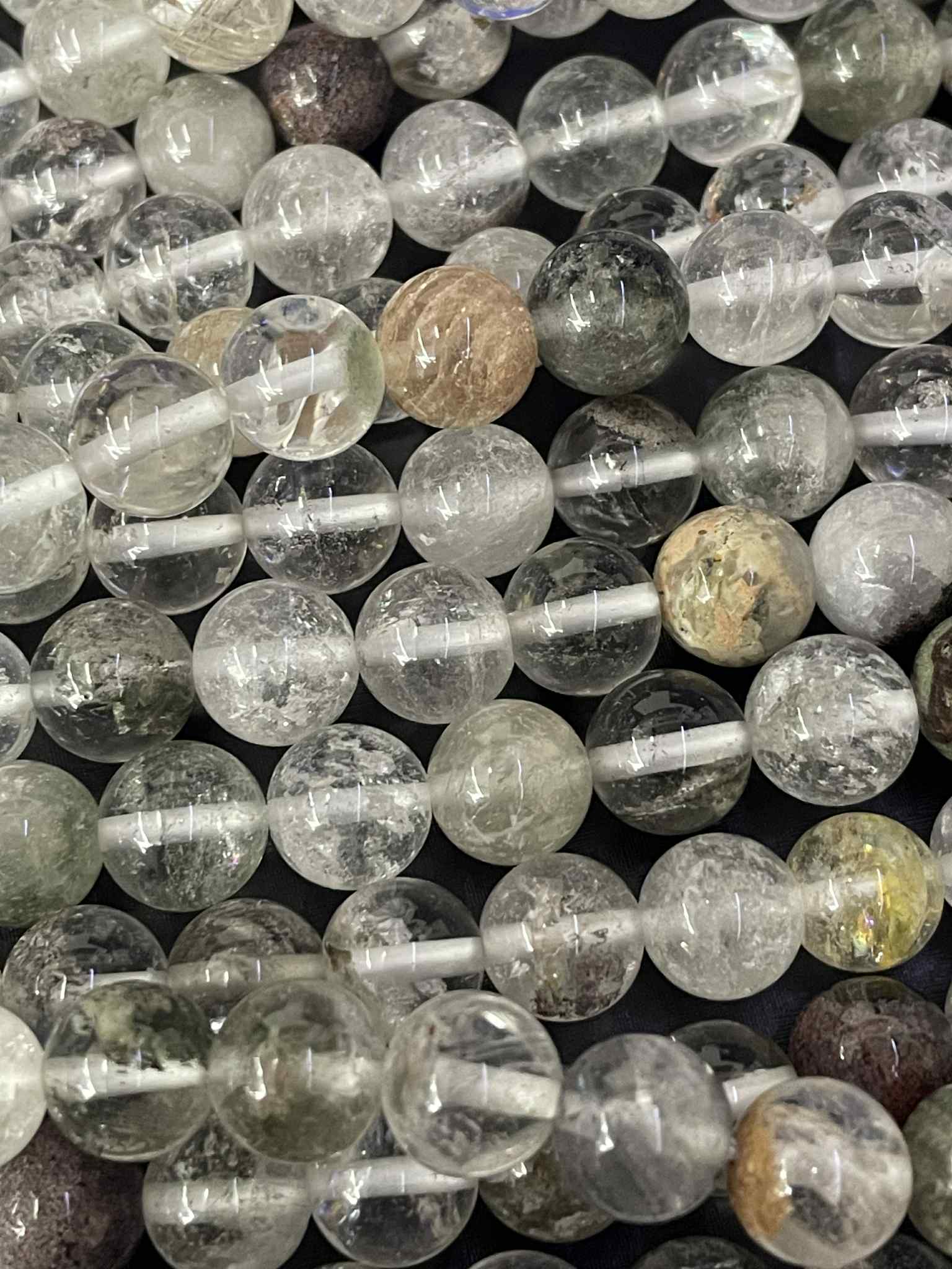 Fil de perles en quartz fantôme env. 8 mm