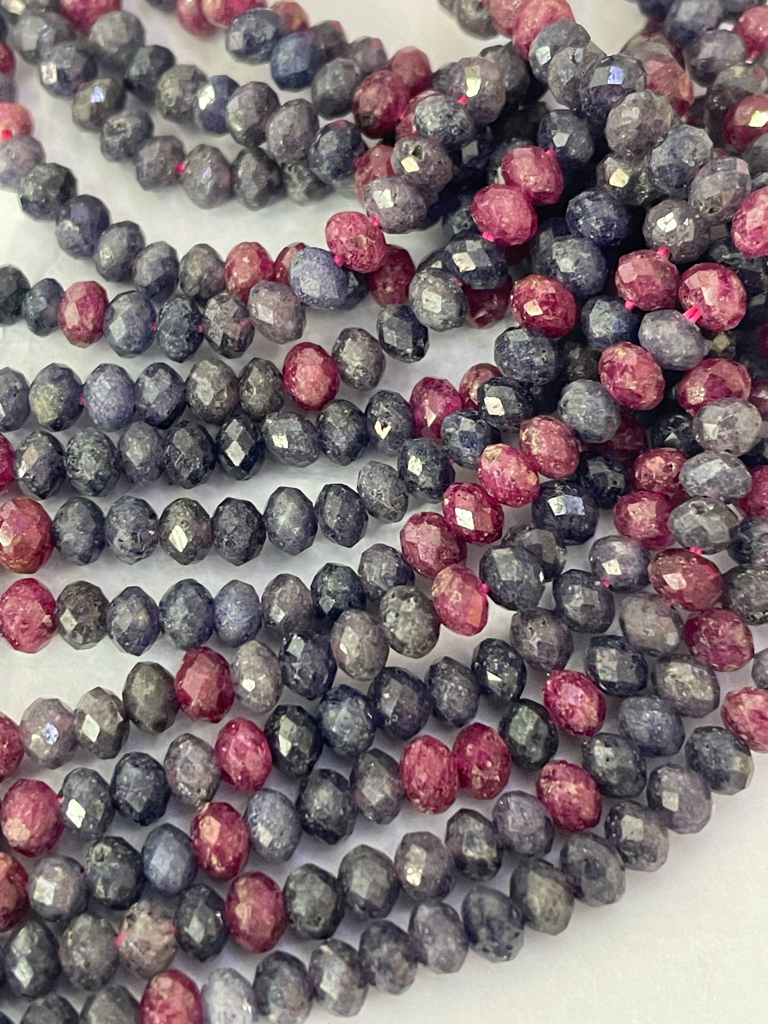 Rubin - Saphir Strang 4mm facettiert flach