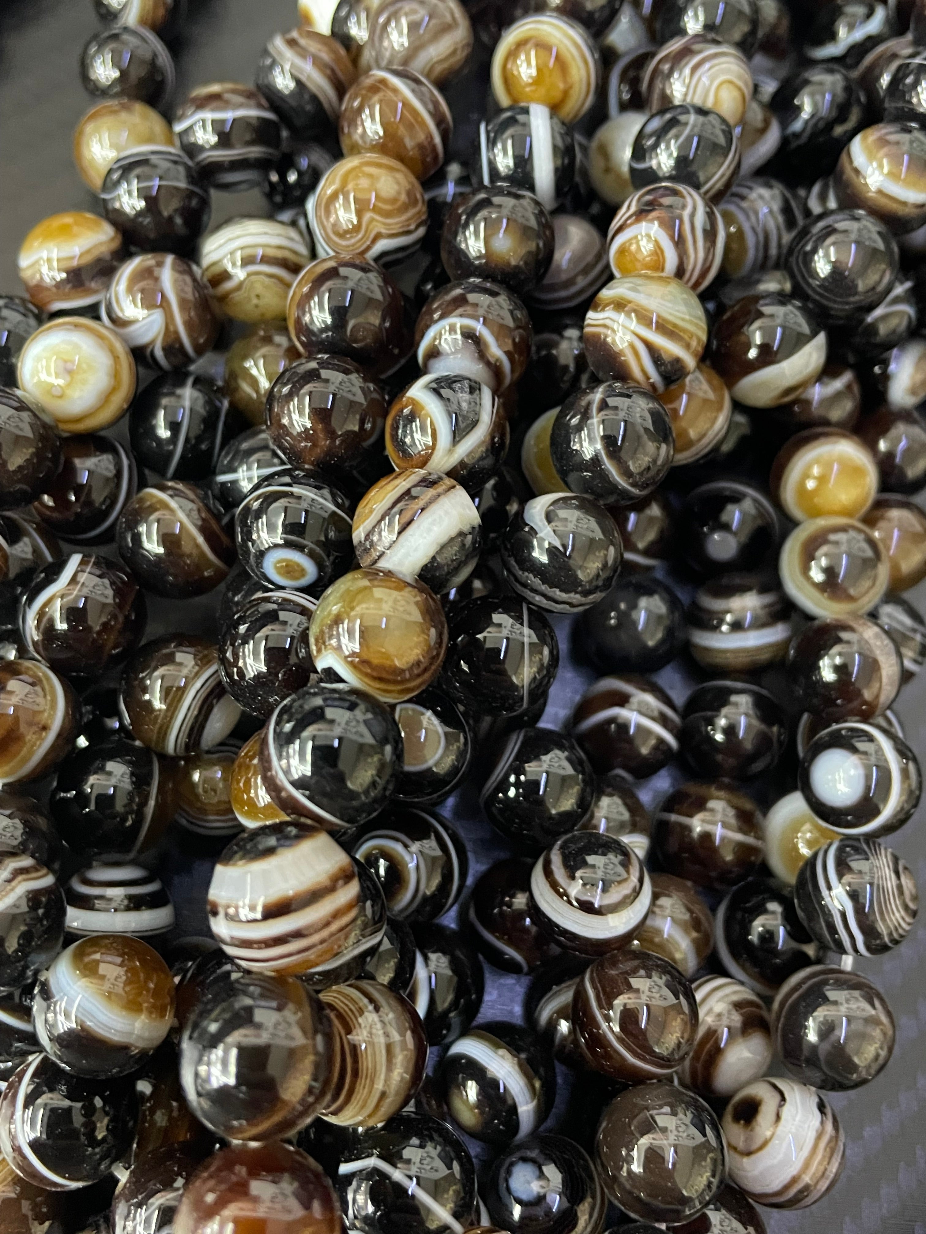 Fil de perles de sardonyx 10 mm