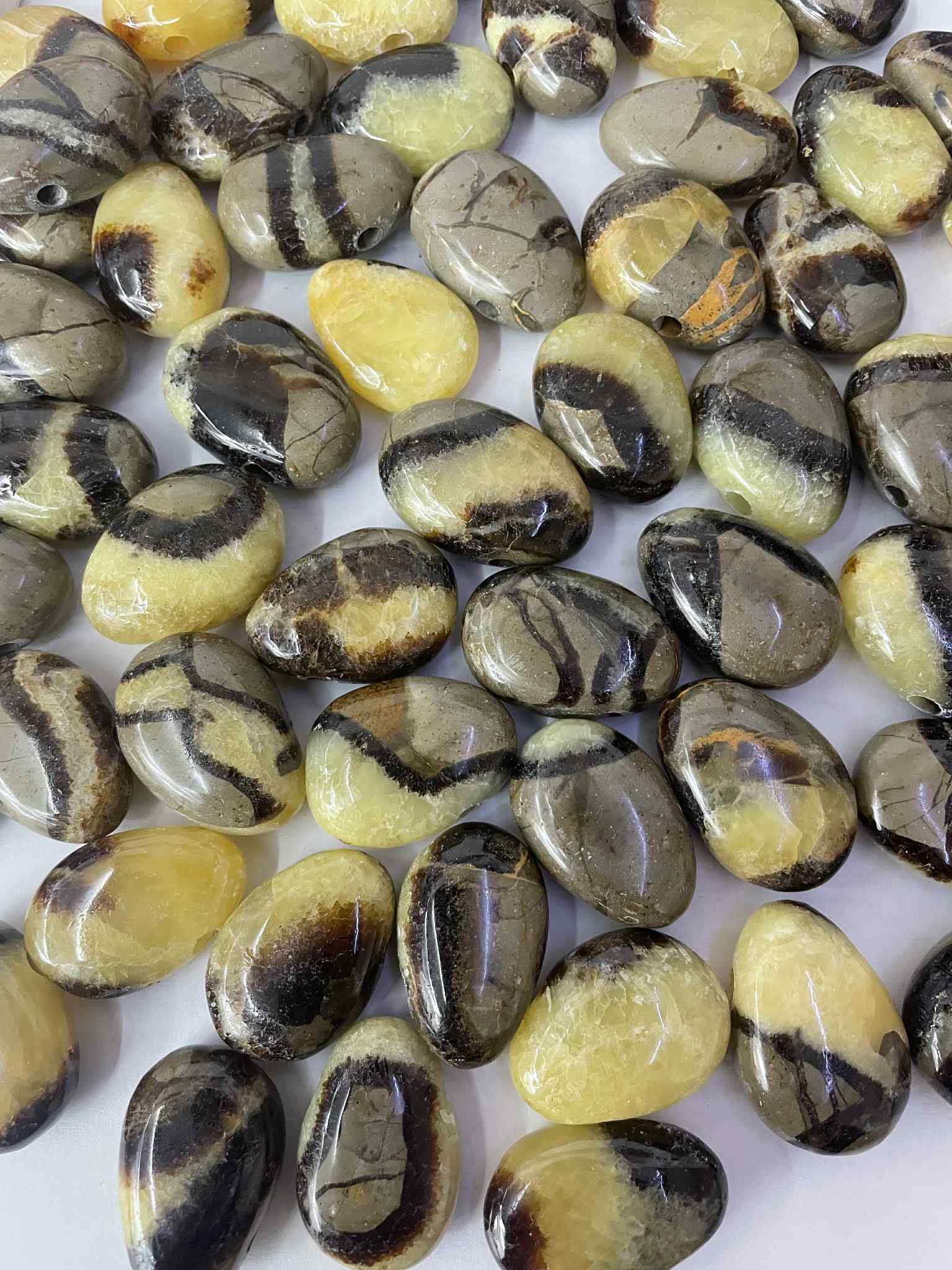 Septaria Trommelstein gelocht