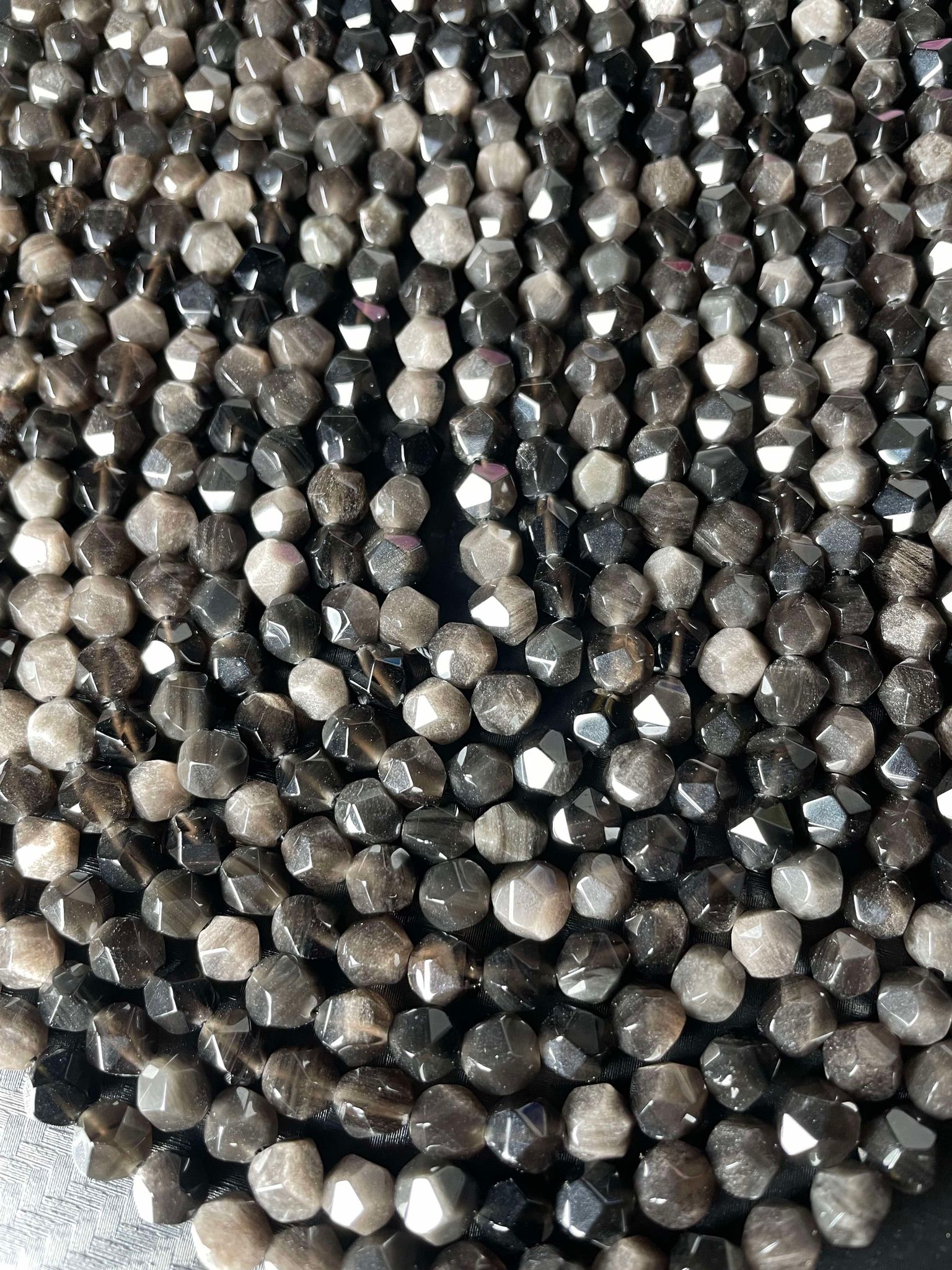 Silber Obsidian Kristallschliff 8mm