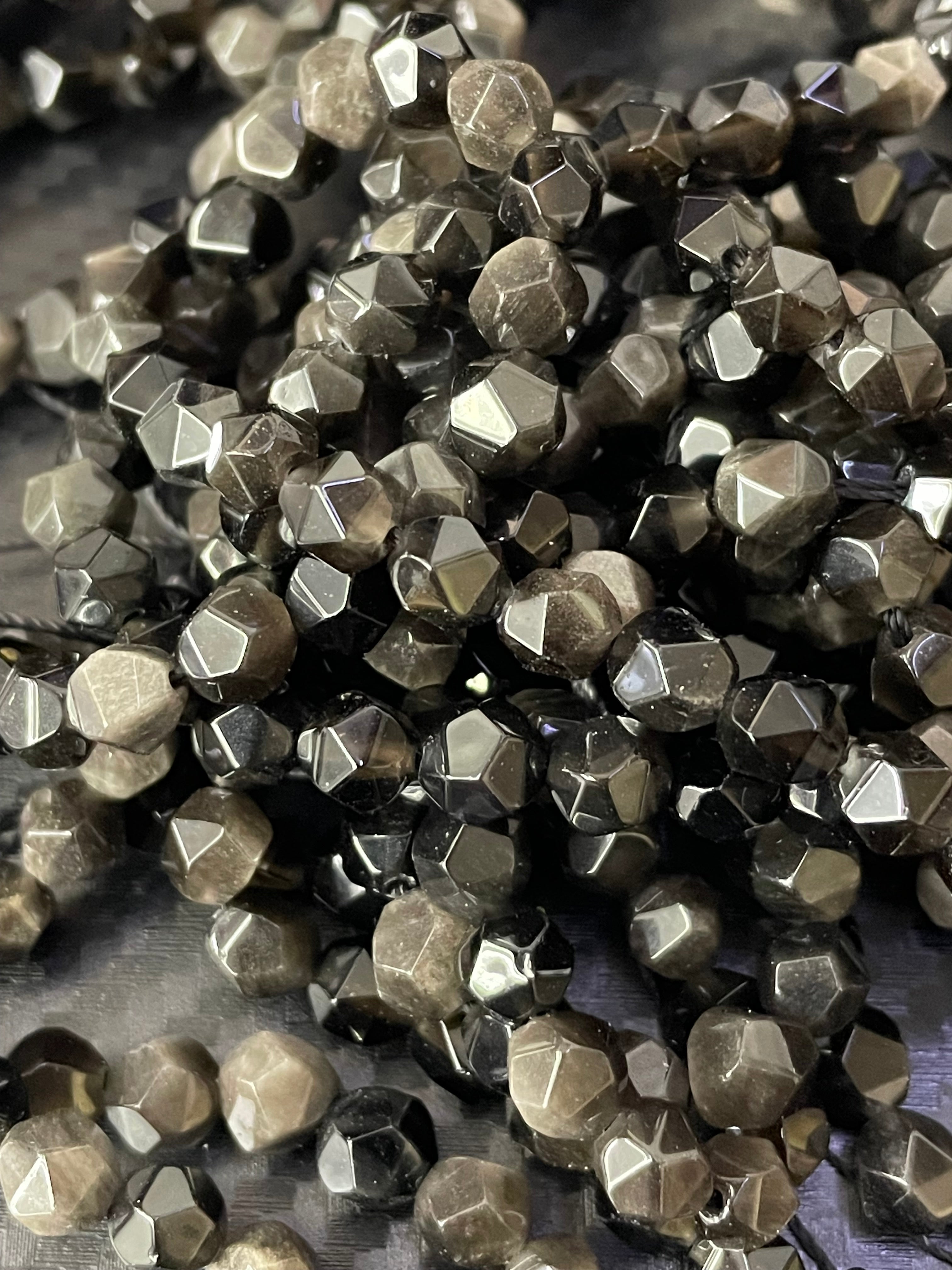 Obsidienne argentée - fil de cristal 6 mm