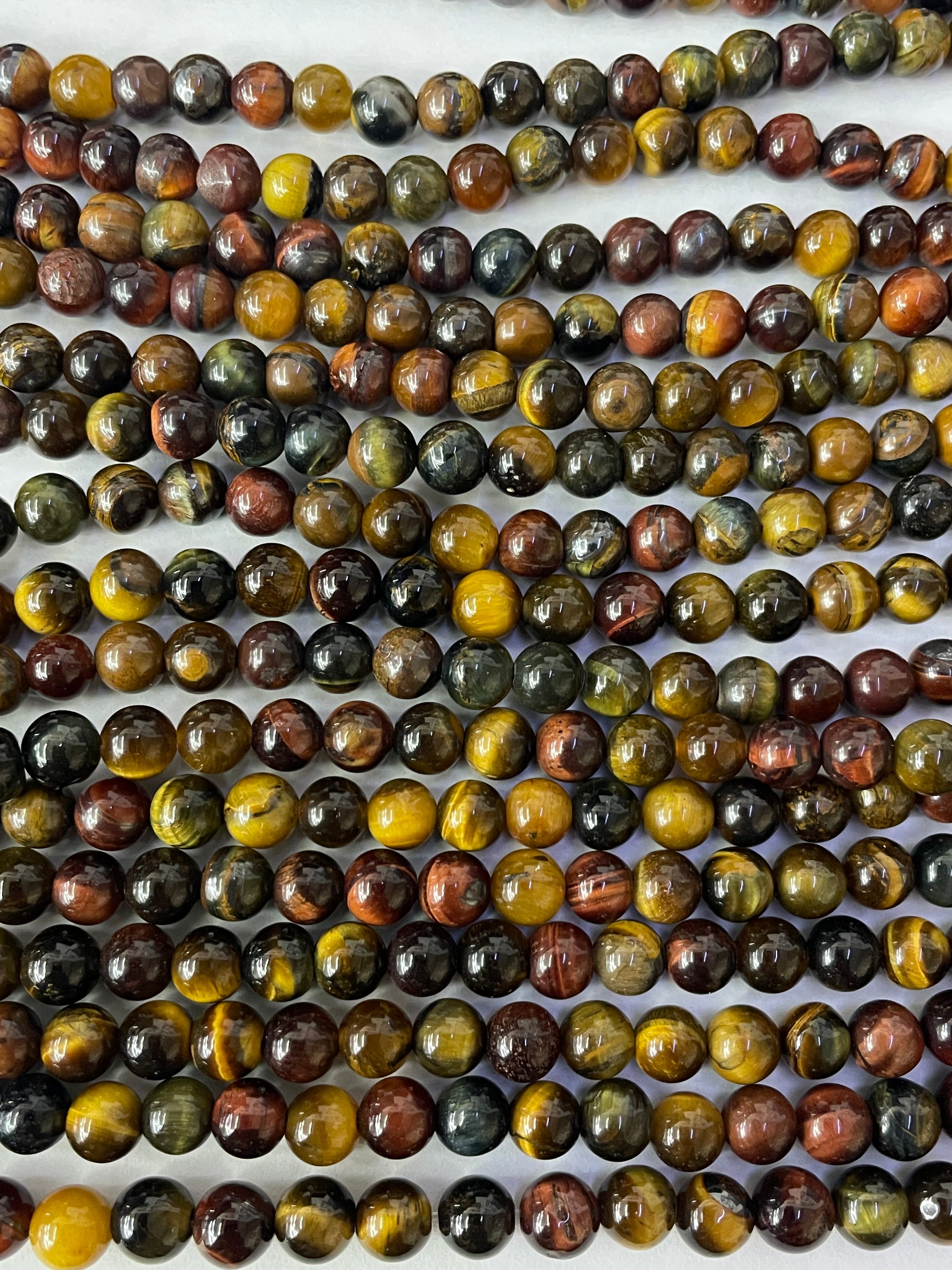Mélange de perles œil de tigre de 6 mm