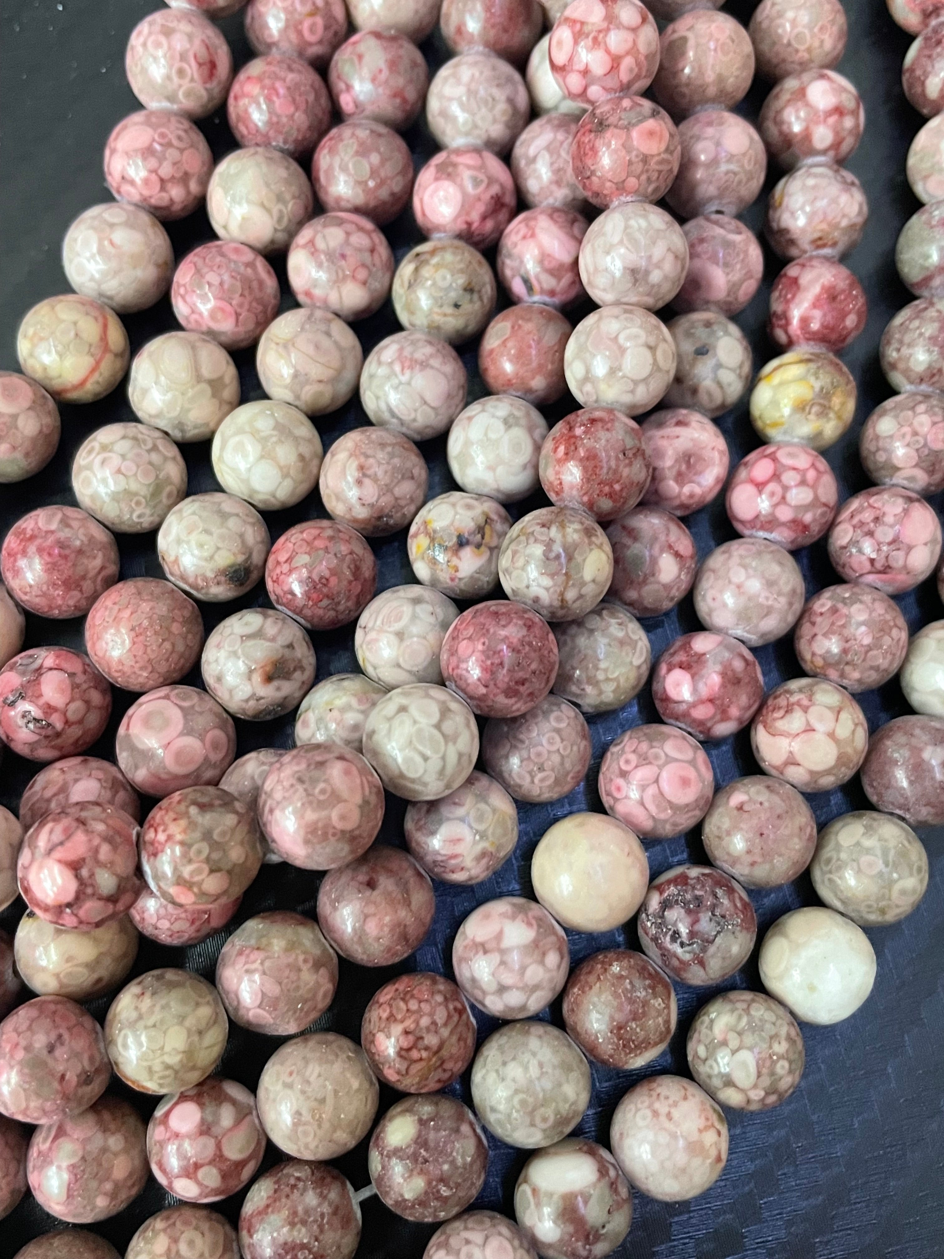 Fil de boules de jaspe Turitella rouge de 10 mm