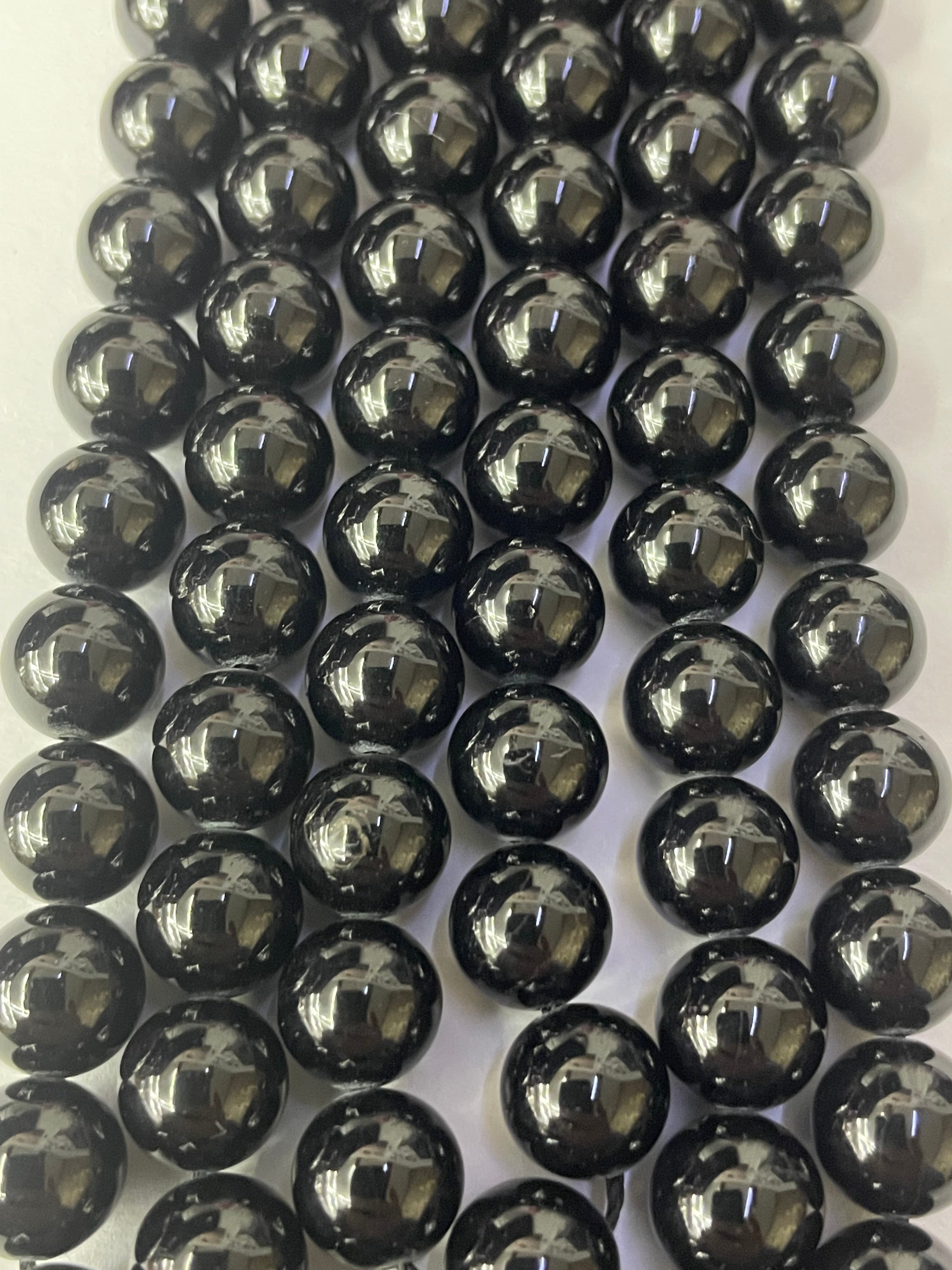 Turmalin schwarz 4mm Kugelstrang