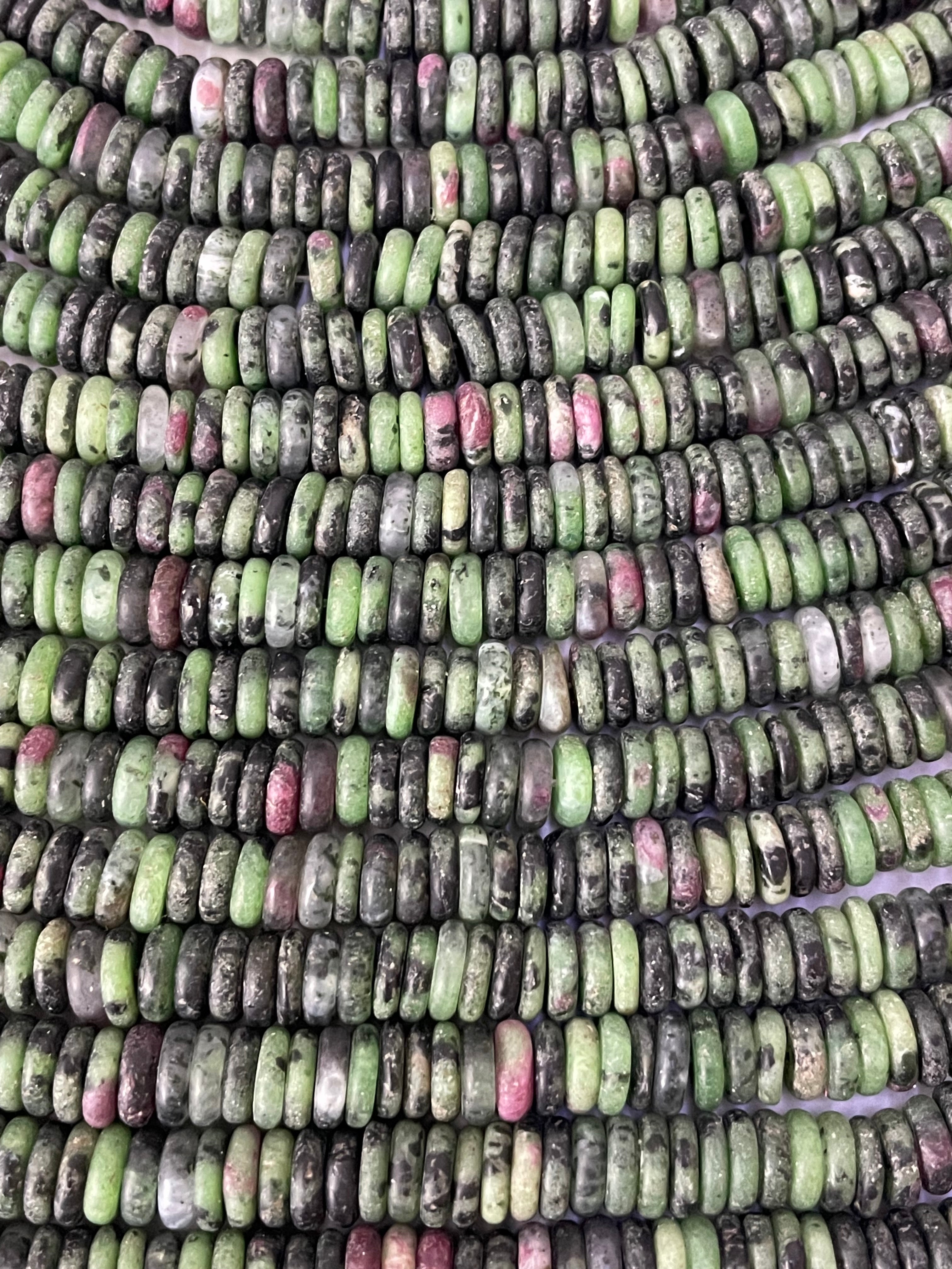 Zoïsite - Rubis rondelles 6 mm mat