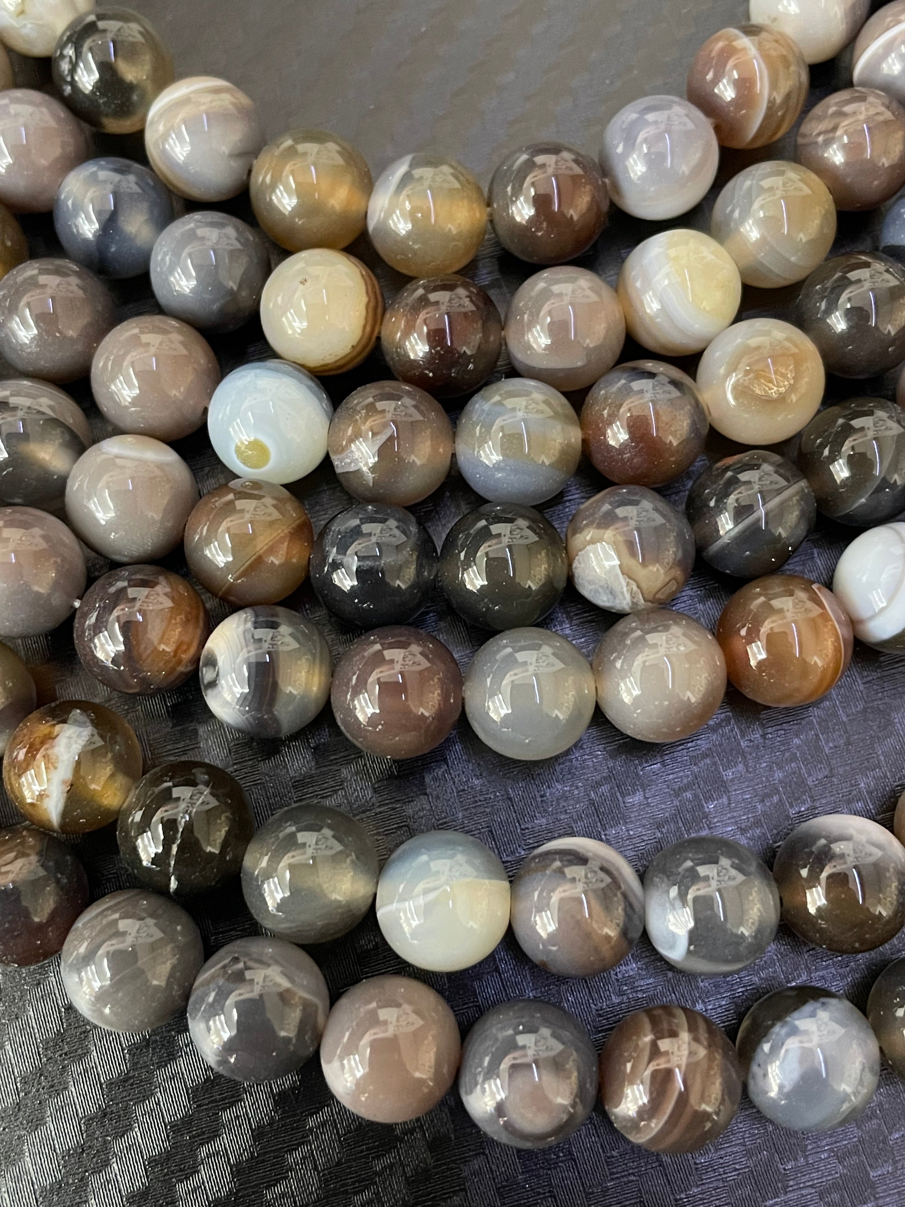 Fil de perles d'agate du Brésil de 8 mm