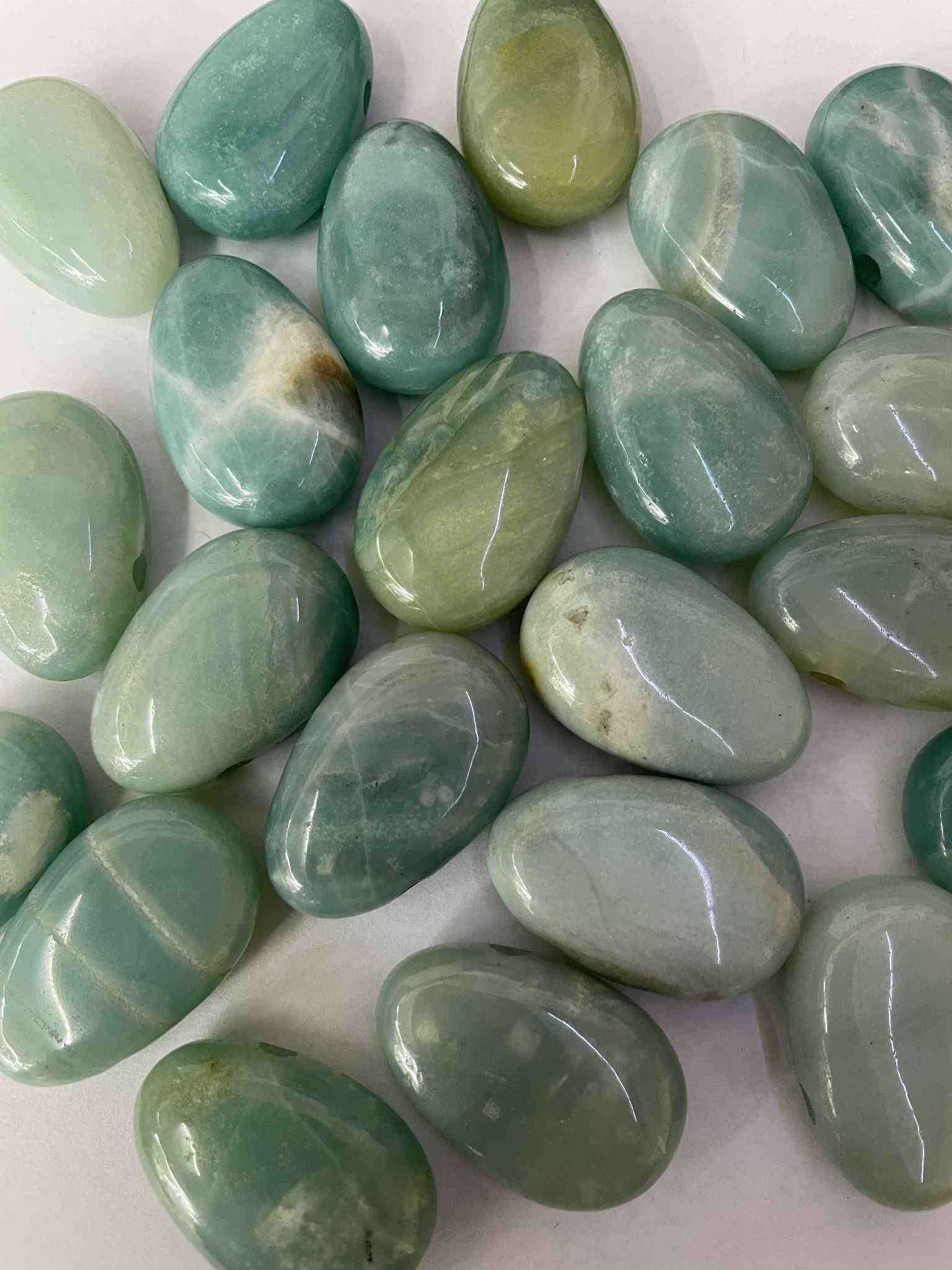 Amazonit Trommelstein gelocht Anhänger