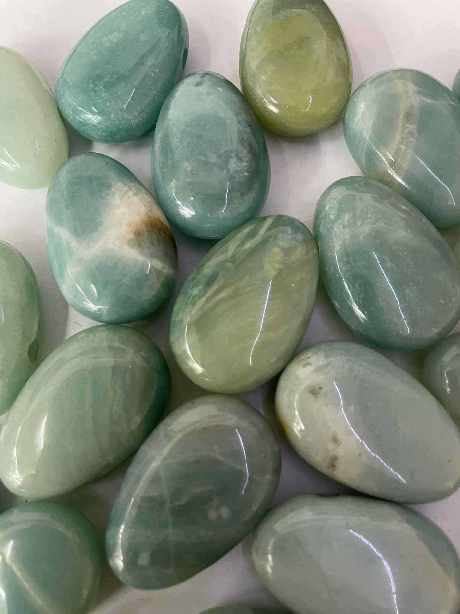 Amazonit Trommelstein gelocht Anhänger