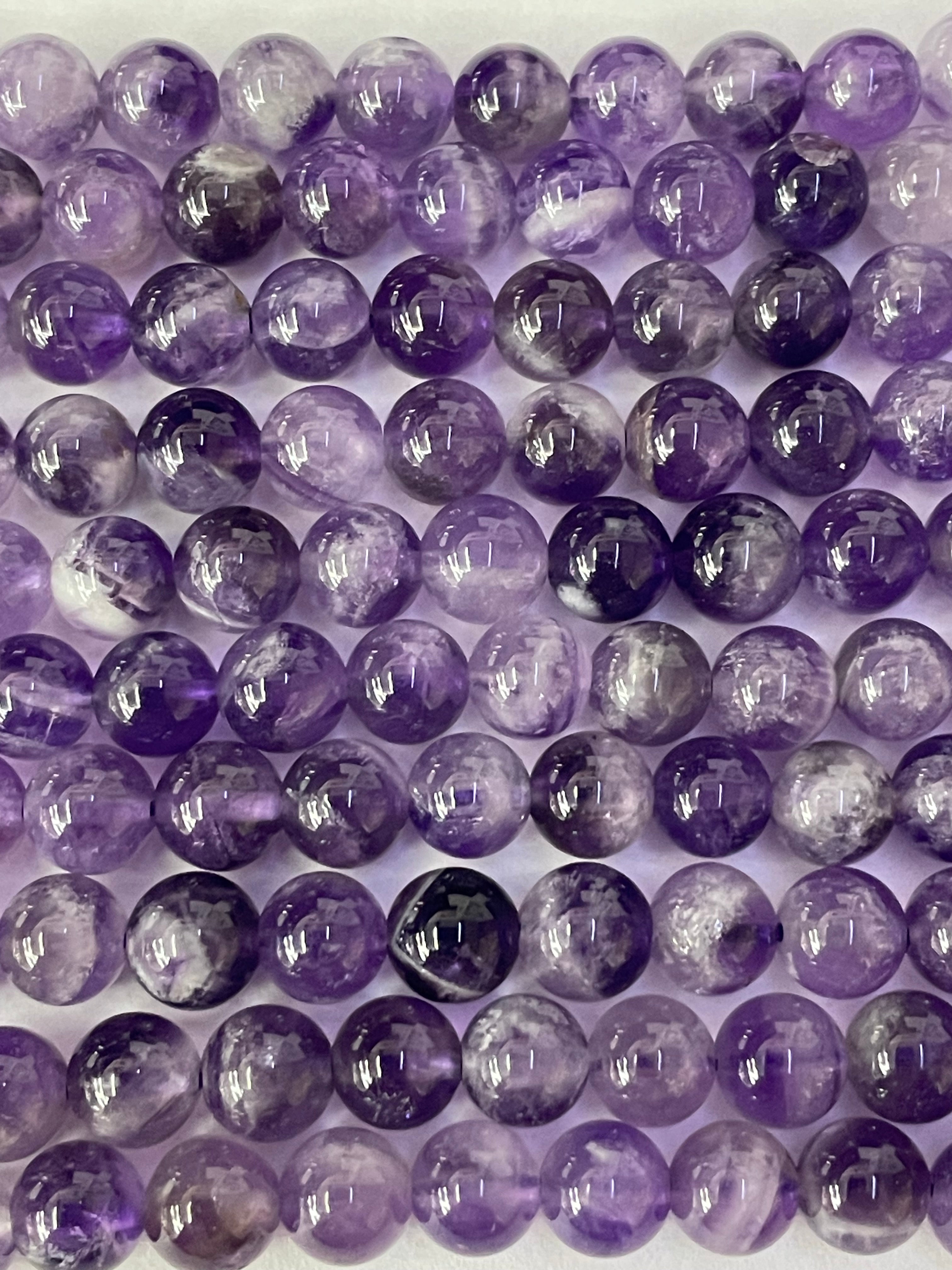 Fil de perles d'améthyste de 8 mm, Zambie