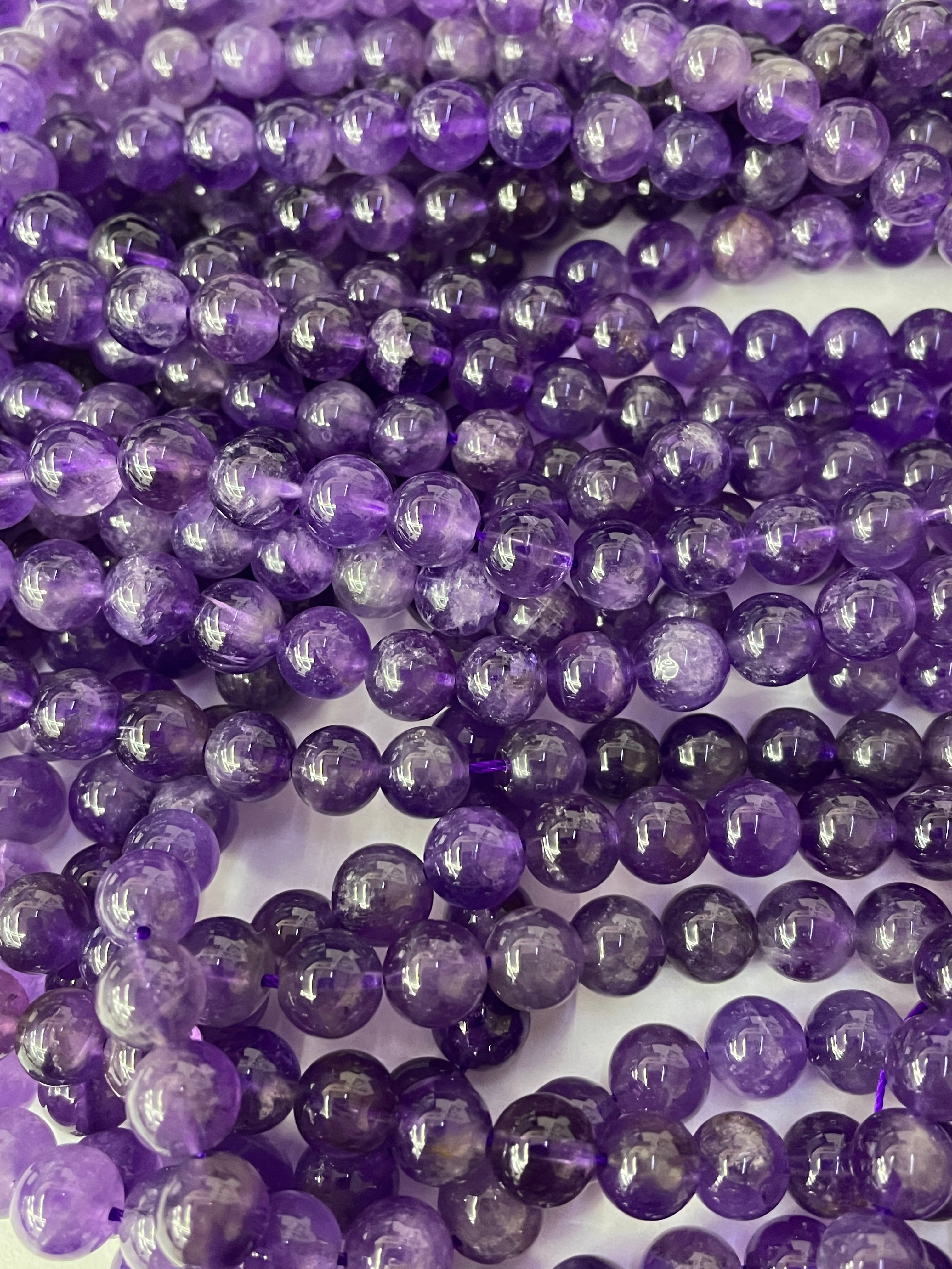 Fil de perles d'améthyste 8 mm Brésil
