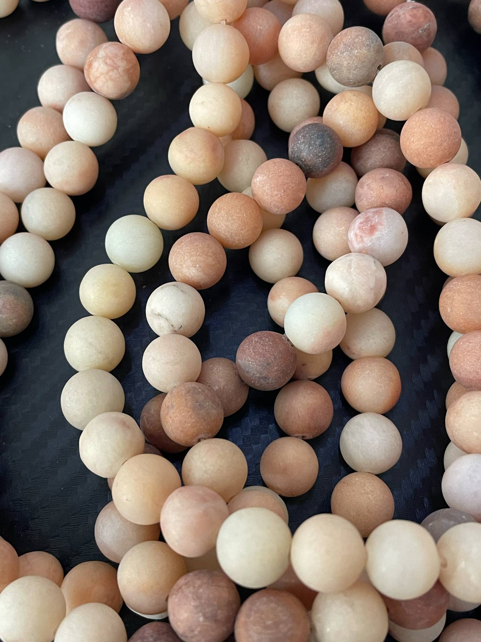 Fil de perles mates en aventurine orange 10 mm