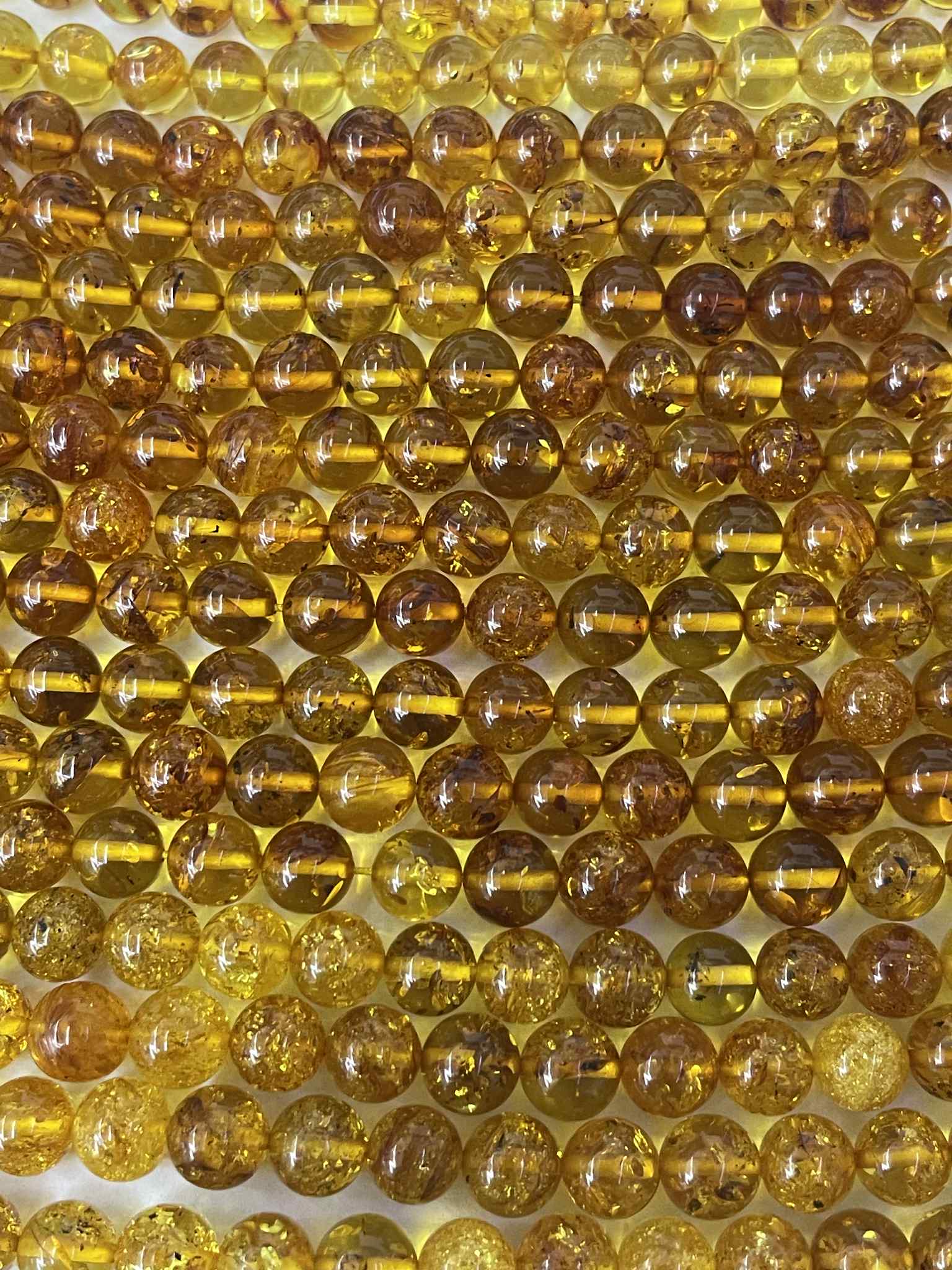 Bernstein 6mm Kugelstang Crackle hellbraun