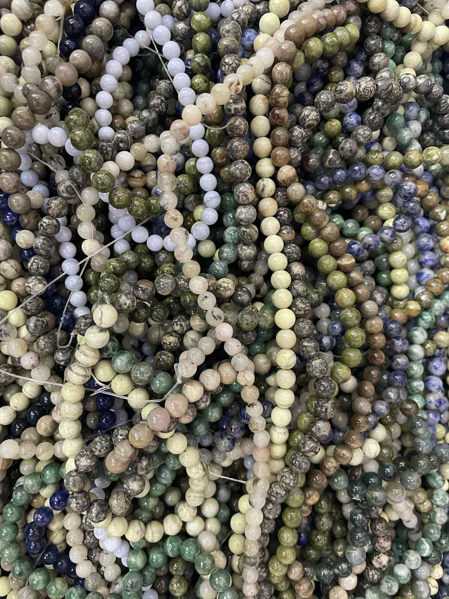 3 Stränge 6mm Kugel bunt gemischt, AUSVERKAUFT