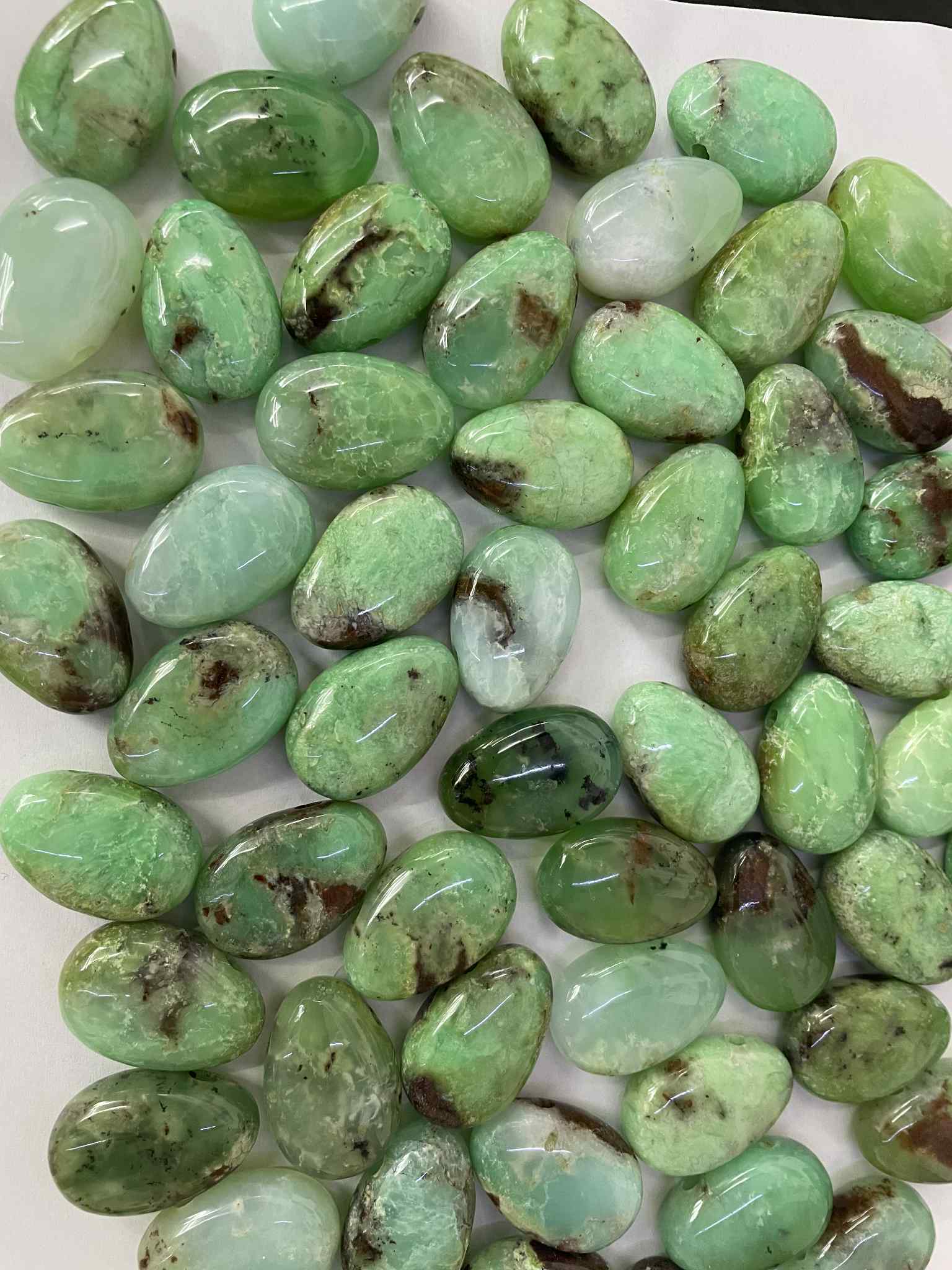 Chrysopras Trommelstein gelocht Anhänger