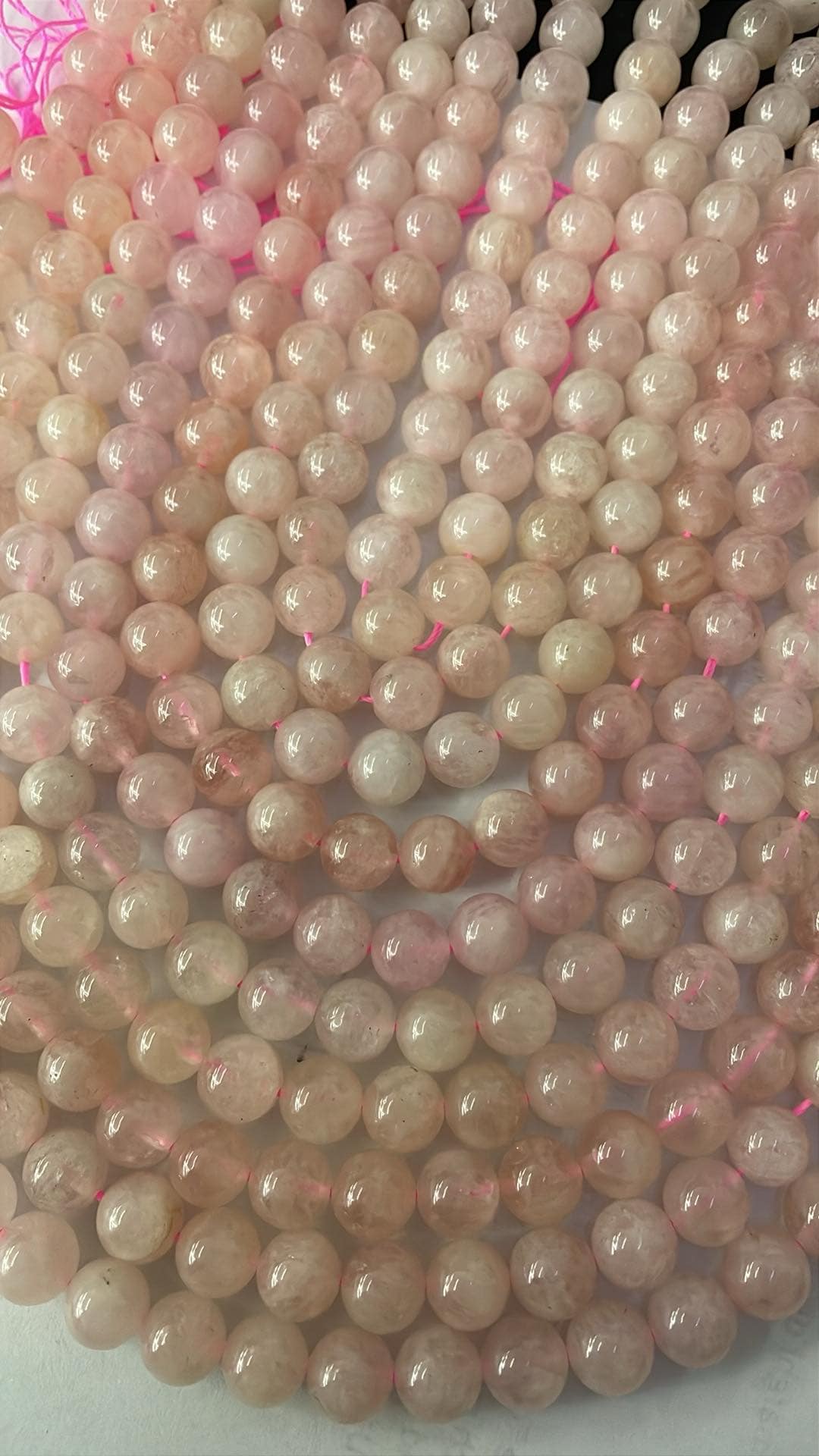 Fil de perles de morganite de 8 mm