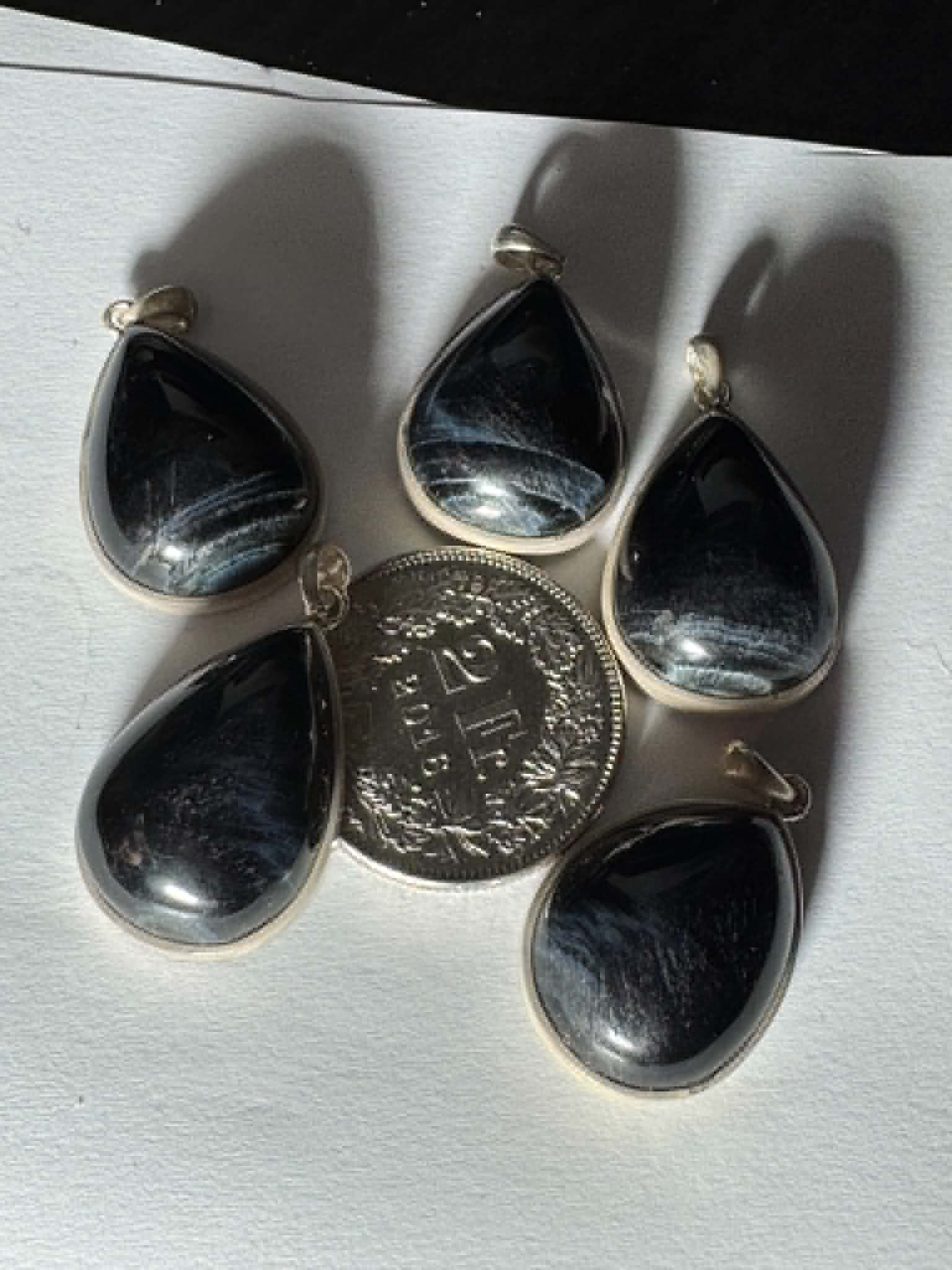 Falkenauge Natur Anhänger 925 Silber MITTEL