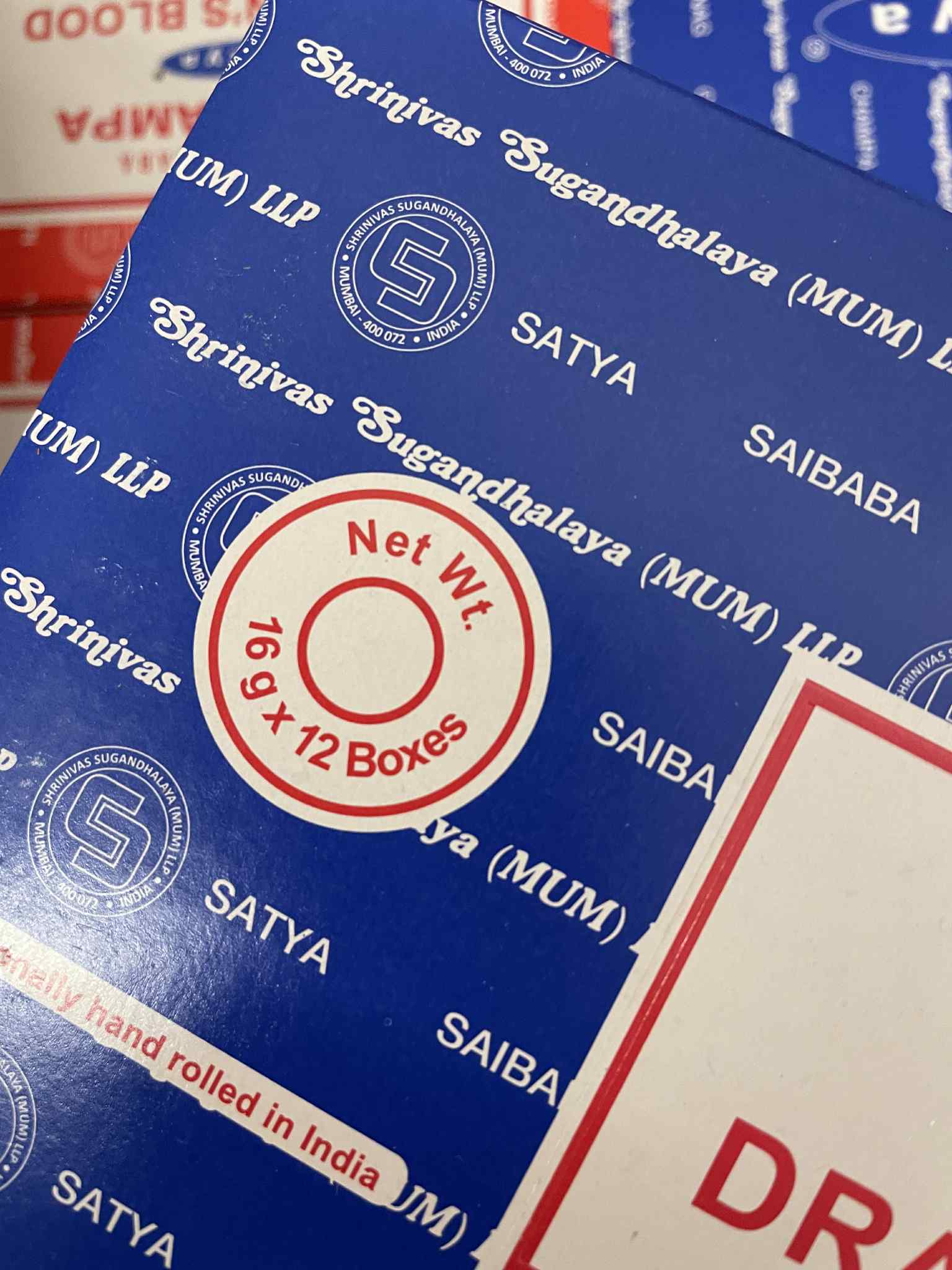 12 x 16g Satya Combo Serie - Nag Champa & Dragon's Blood Räucherstäbchen ( 192g )