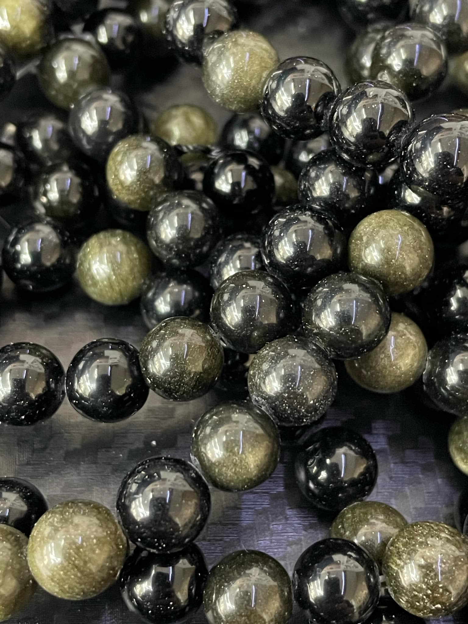 Sphères d'obsidienne dorée de 8 mm