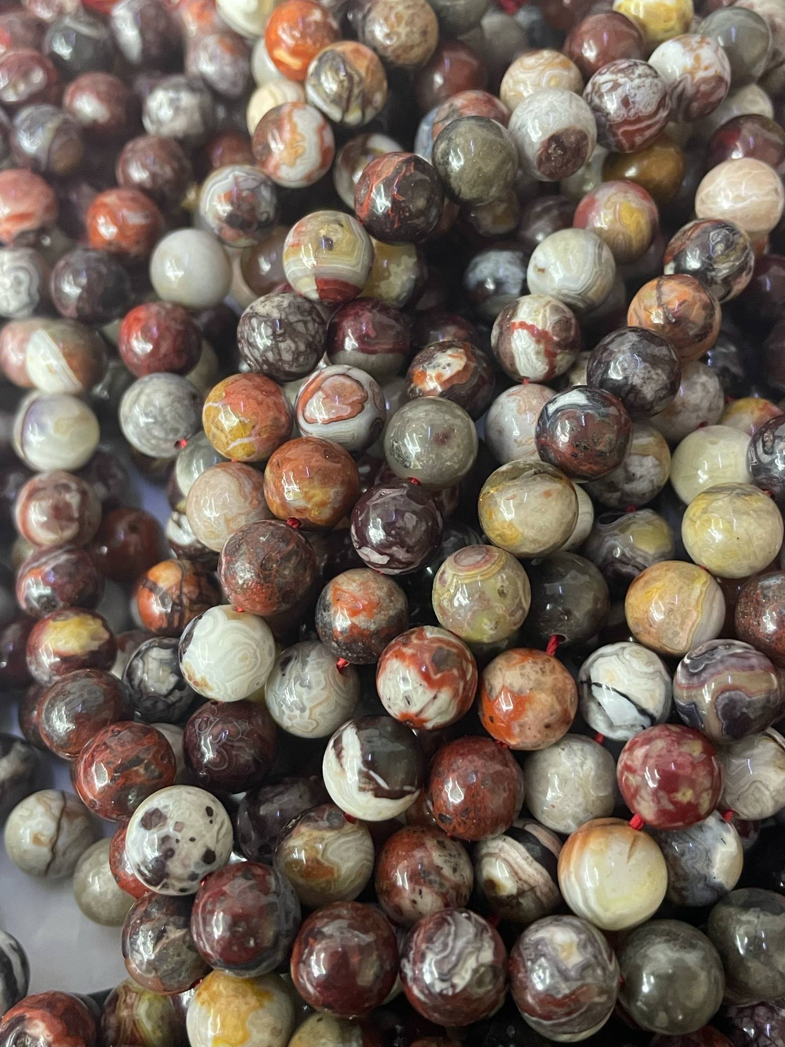 Agate de Guanajuato 6mm boules rouges