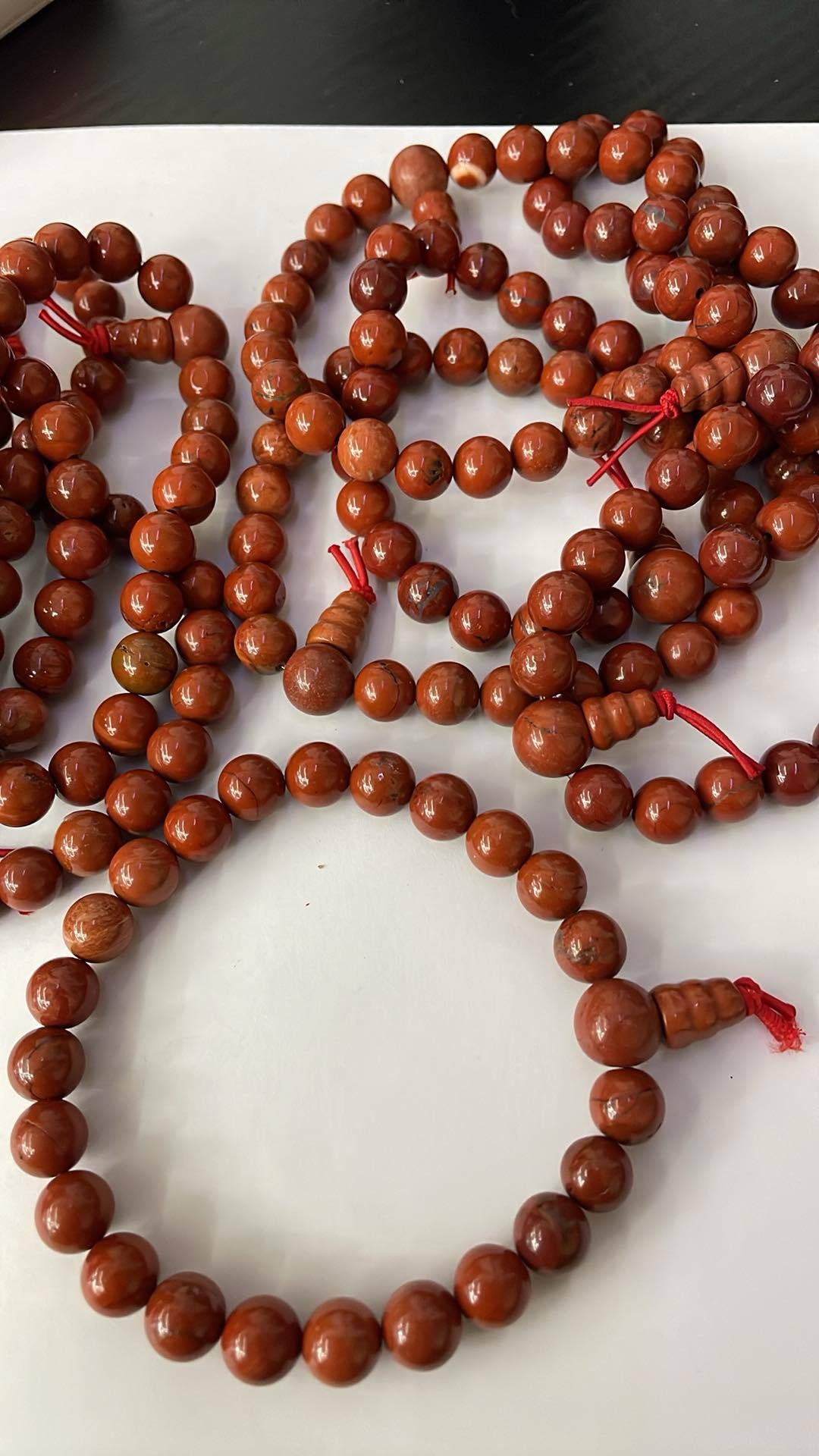 Bracelet Mala en jaspe rouge, perles de 8 mm