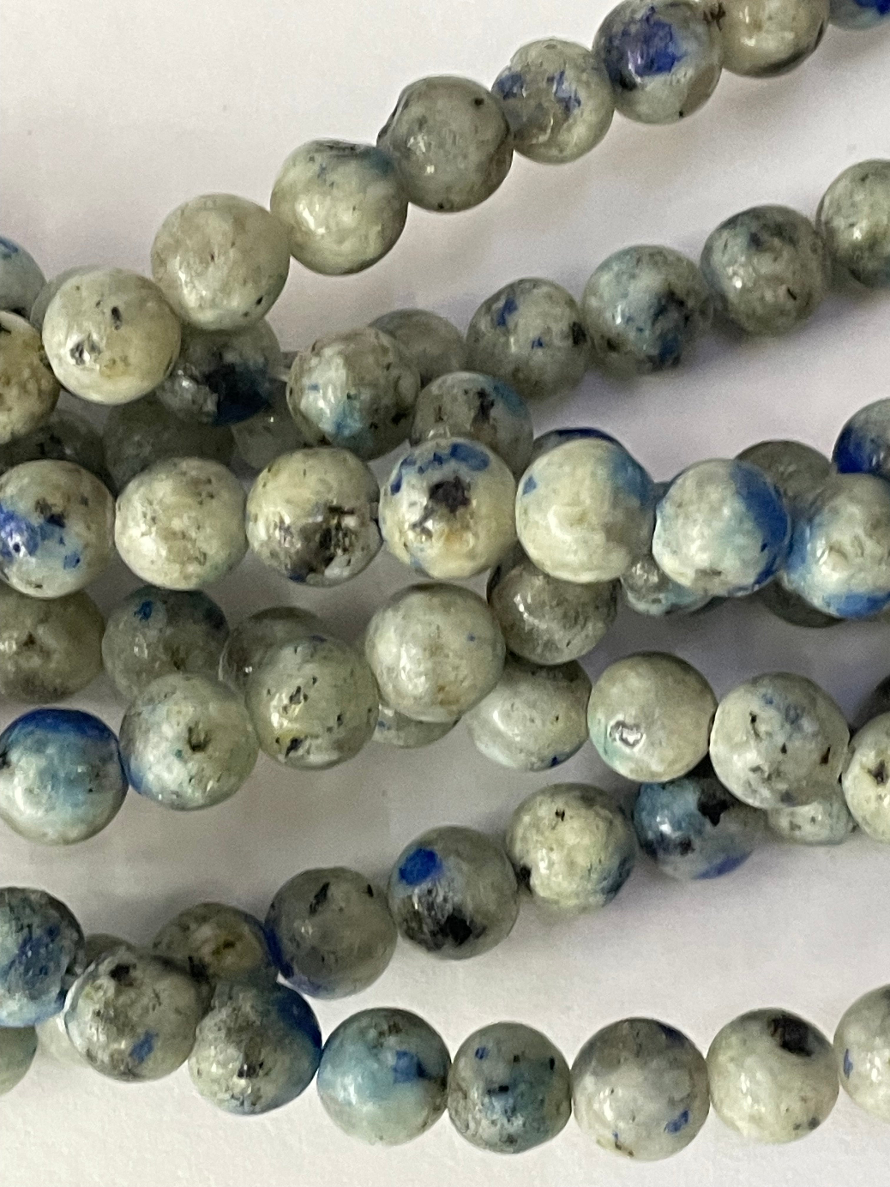 Fil de perles K2 Azurite - Granit 8 mm