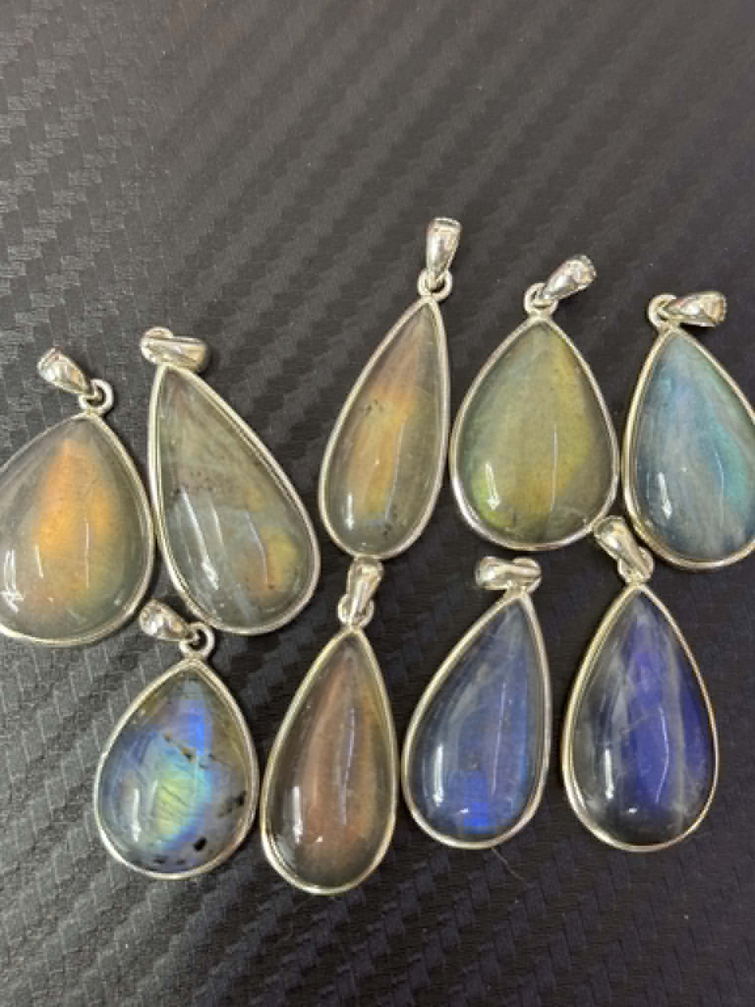Pendentif moyen en labradorite, argent 925