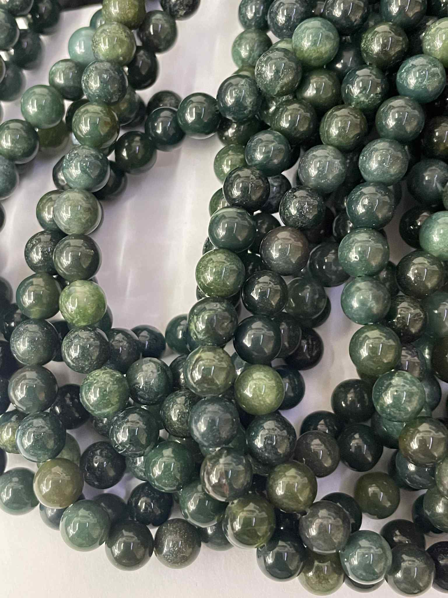Fil de perles d'agate mousse de 6 mm