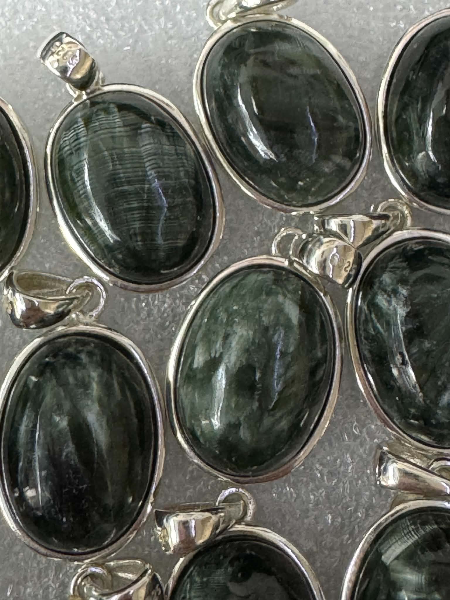 Pendentif en séraphinite, argent 925