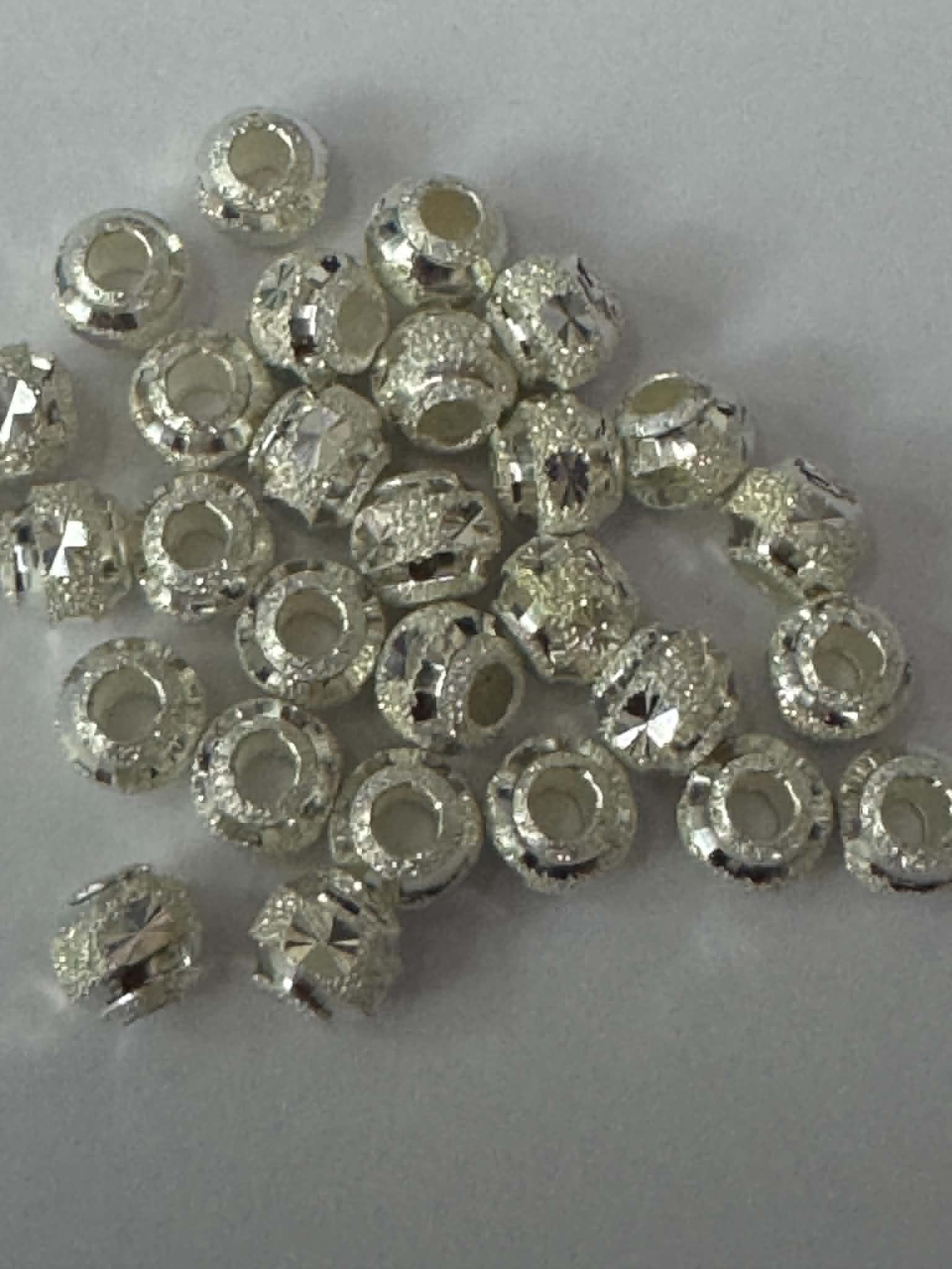 Perles rondes en argent 925, effet poussière d’étoiles, env. 5 mm.