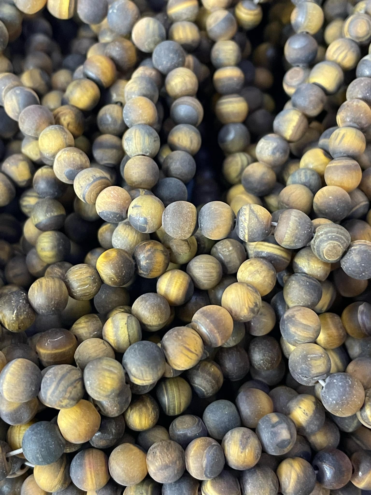 Fil d'œil de tigre boules de 4 mm mat
