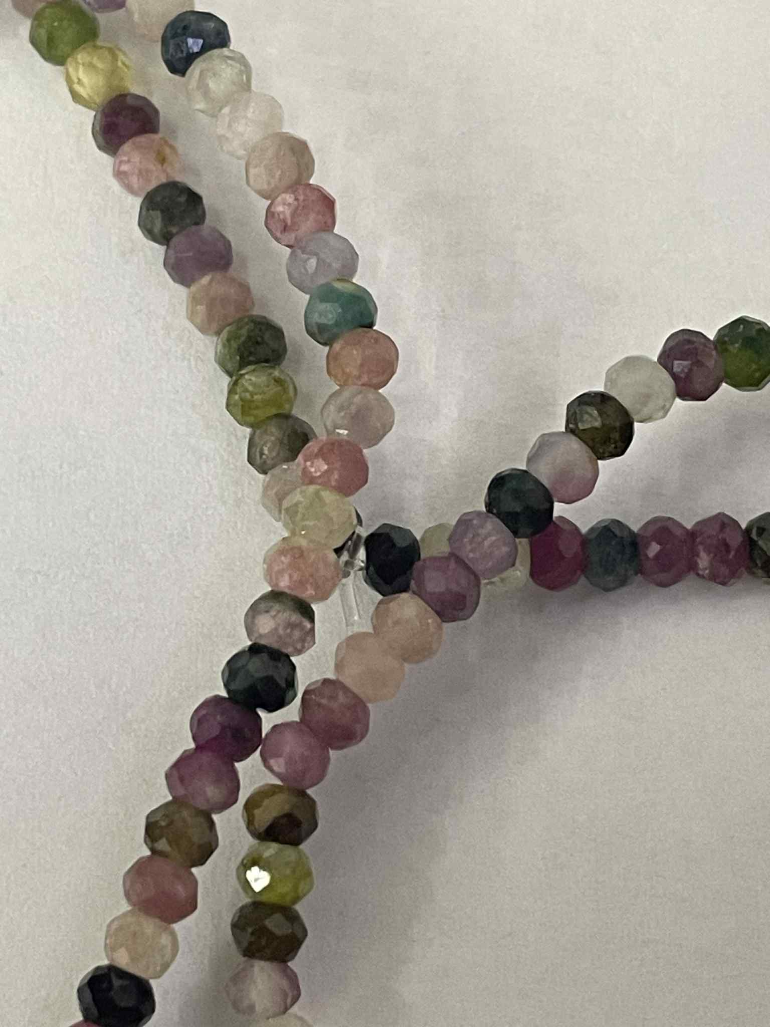 Bracelet en tourmaline multicolore facettée plate env. 3 mm